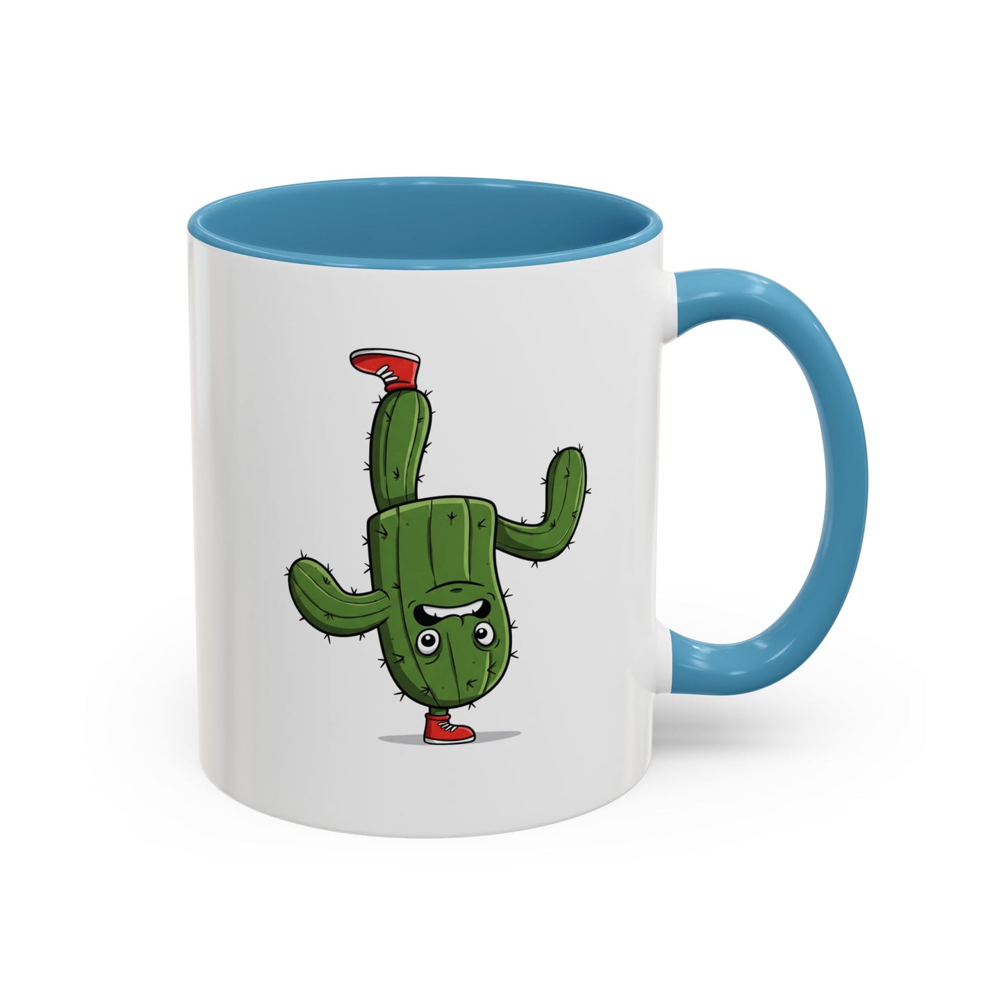Cactus Mania Upside Down Cactus Mug - Unique & Fun Ceramic Cup for All Ages 11oz Light Blue