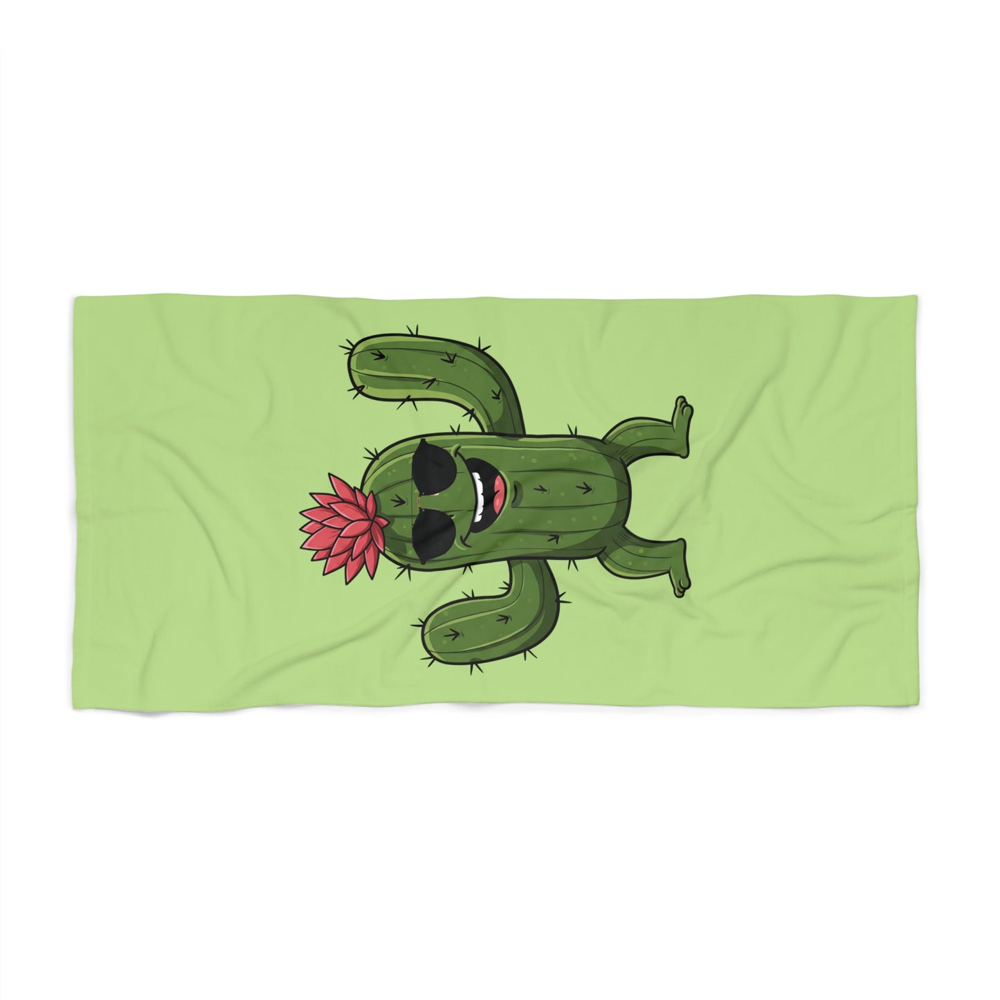 "Cactus with Sunglasses" Beach Towel: Fun & Soft for Nature Lovers 30" × 60"
