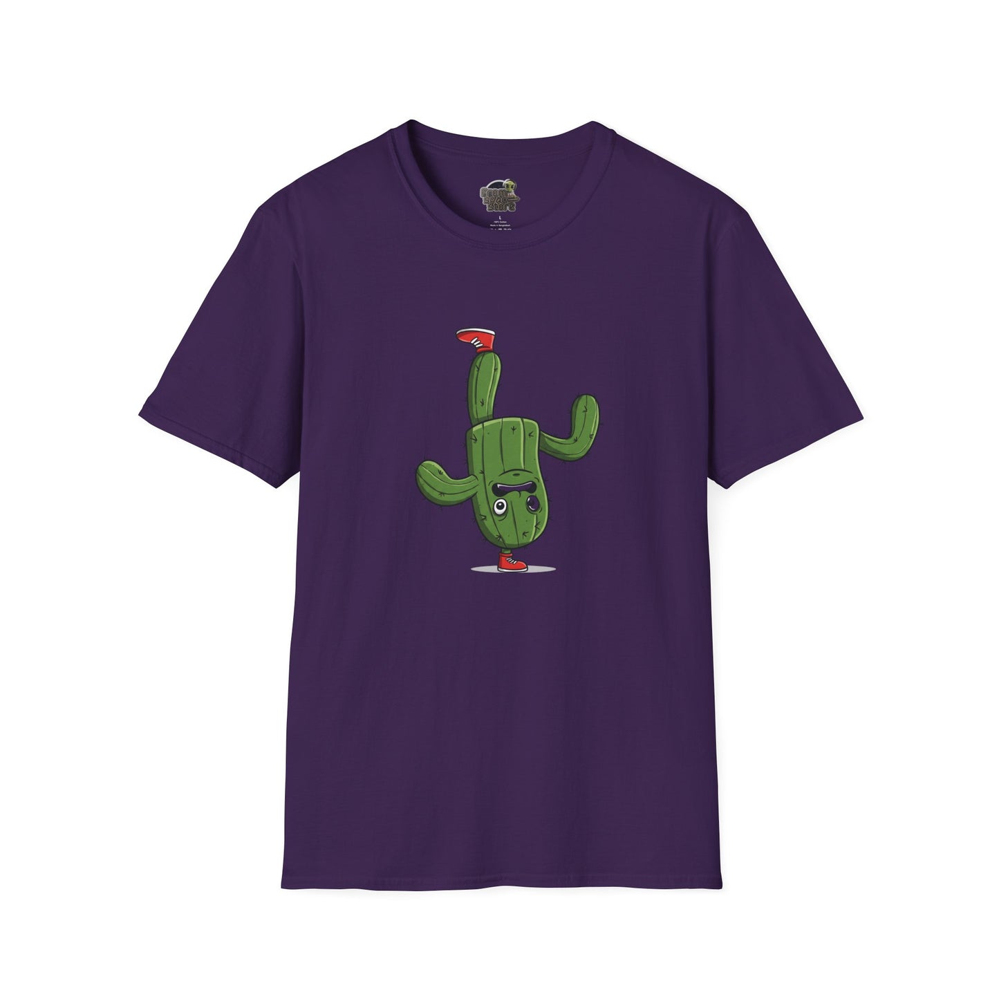 Upside-Down Cactus T-Shirt: Fun & Quirky Organic Cotton Tee | Cactus Mania Collection Purple