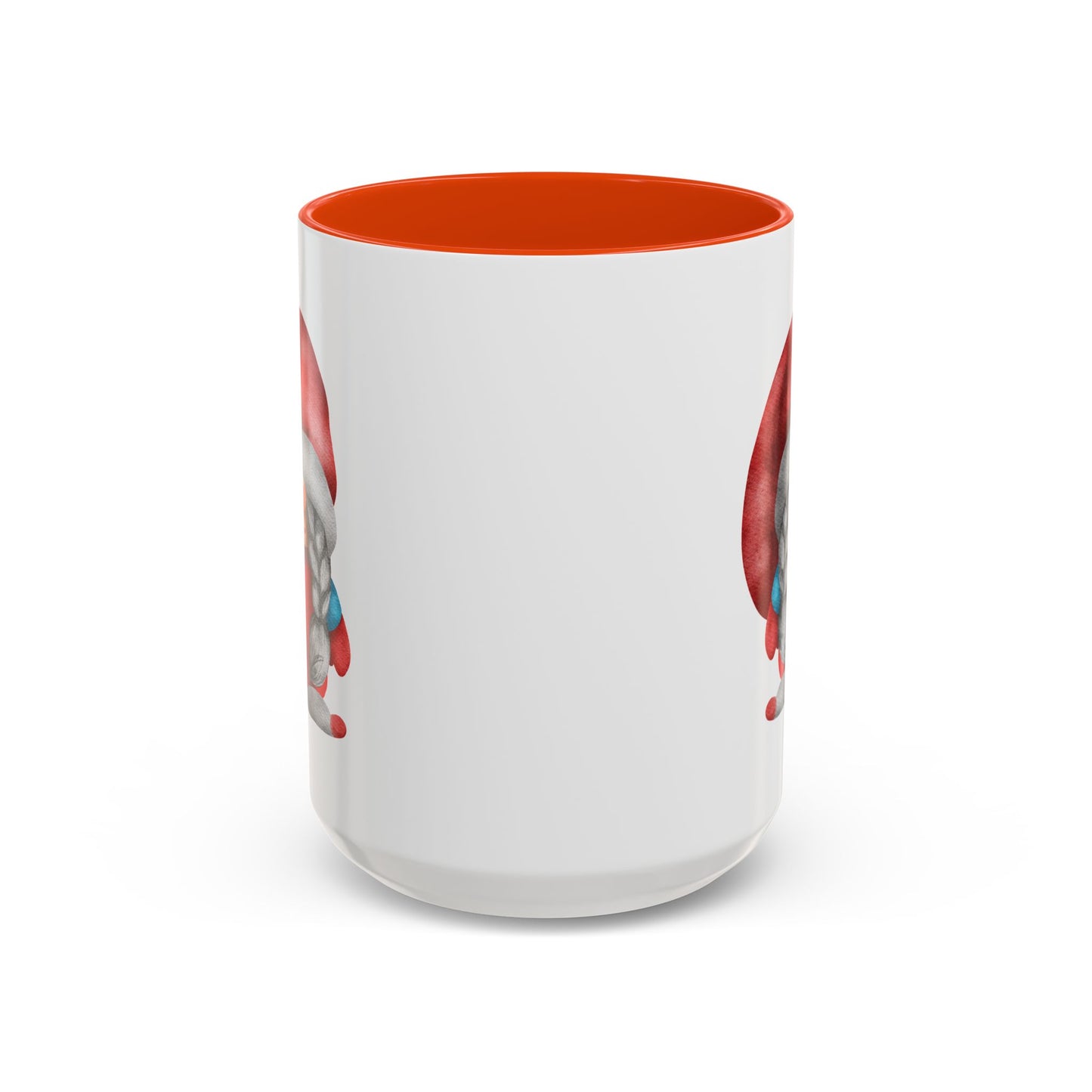 Cheerful Red Gnome with Braids Mug - Sip Your Sweet Melody | Ceramic Coffee & Tea Cup (11oz/15oz) 15oz Orange