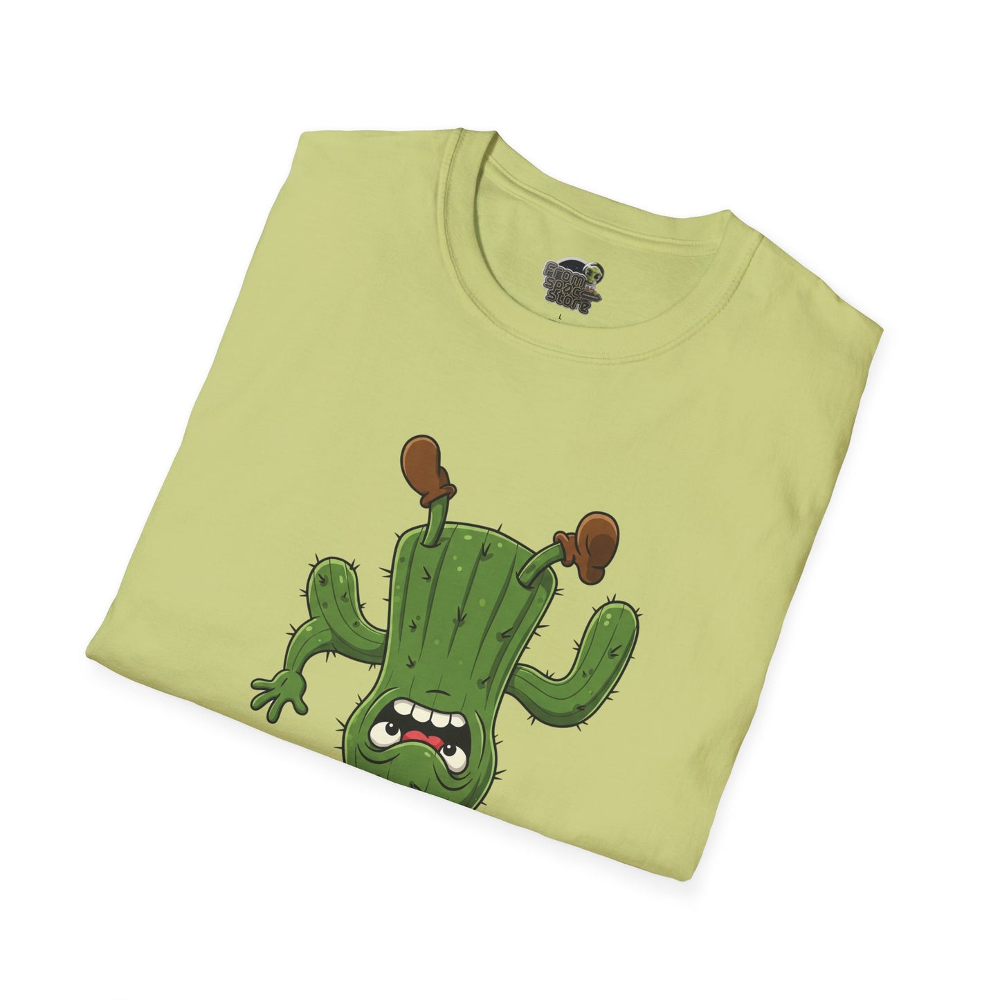 Shocked Cactus T-Shirt: Funky Upside-Down Cactus Tee | Organic Cotton Unisex Graphic Shirt