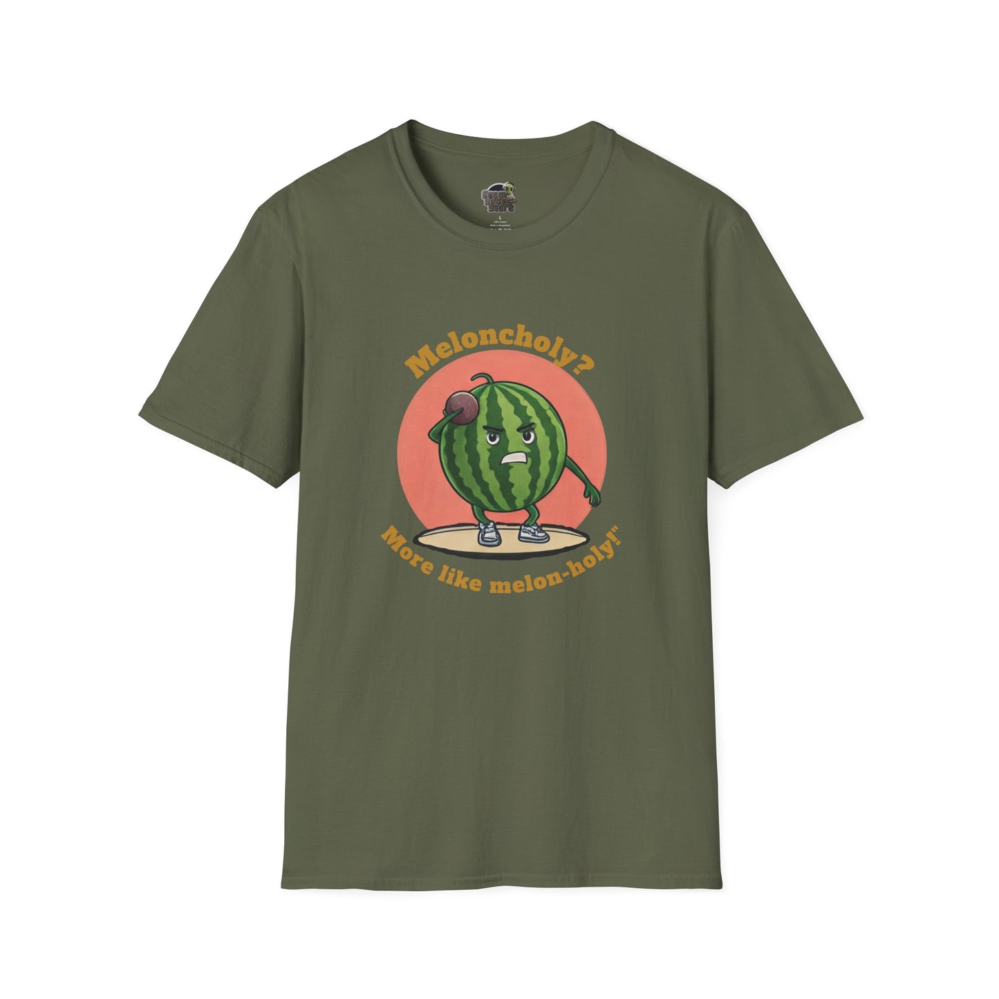 Melon-Holy t-shirt: Funny Watermelon Shot Put Tee Military Green