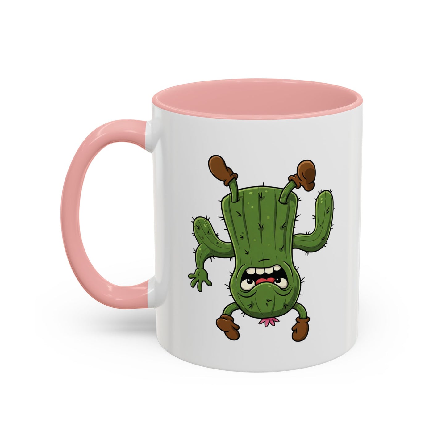 Cactus Mania Shocked Cactus Mug - Upside Down Fun Ceramic Cup 11oz Pink