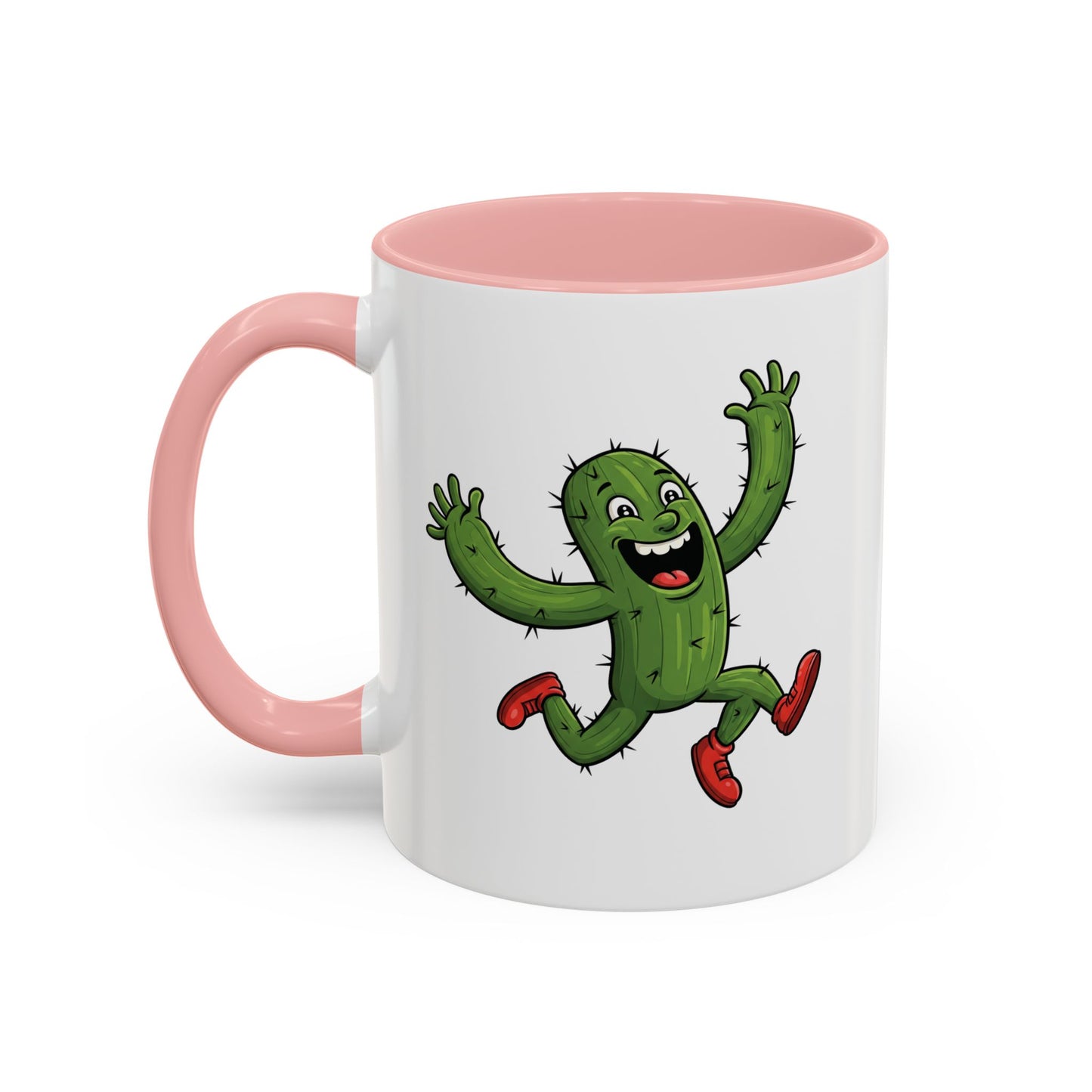 Cactus Mania Running Cactus Mug - Fun & Eco-Friendly Ceramic Coffee Cup 11oz Pink