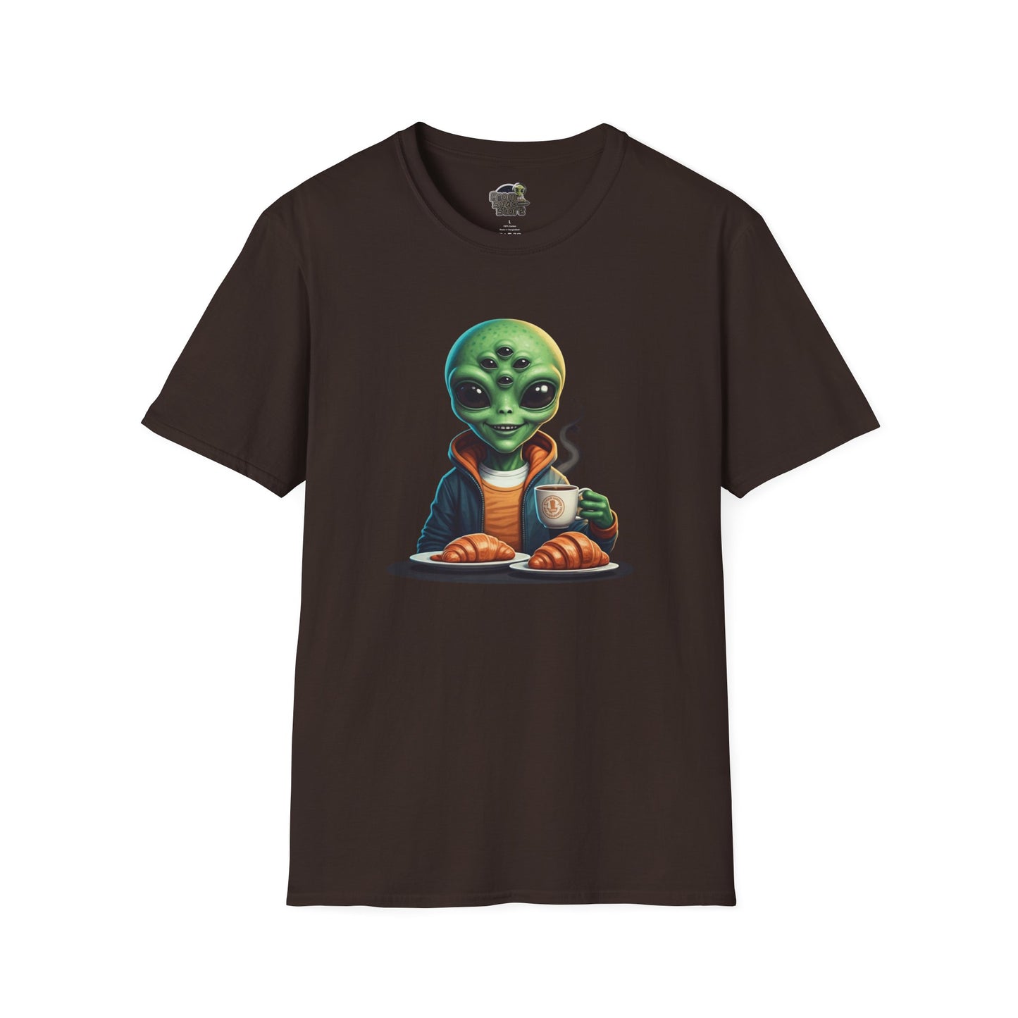 dark chocolate alien making breakfast unisex tshirt