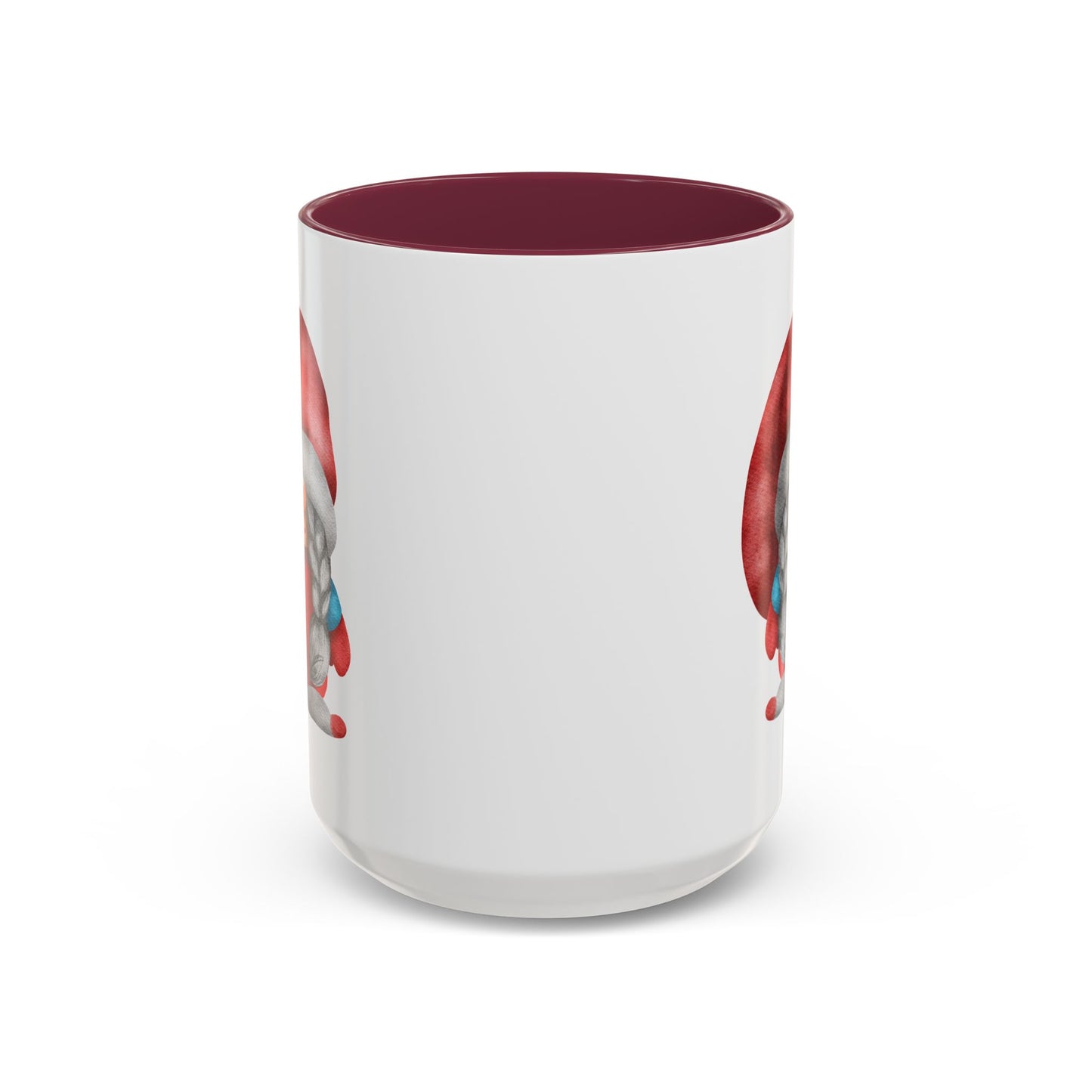 Cheerful Red Gnome with Braids Mug - Sip Your Sweet Melody | Ceramic Coffee & Tea Cup (11oz/15oz) 15oz Maroon