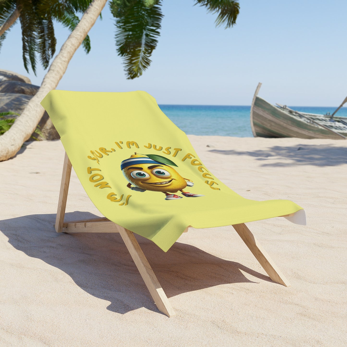 "Not Sour, Just Focused" Lemon Beach Towel: Fun & Unique for Fitness Lovers – Perfect for Beach & Pool! 30" × 60"