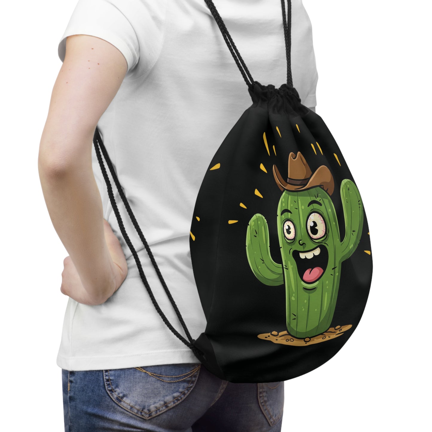 Cactus Cowboy" Drawstring Bag - Unique, Durable & Eco-Friendly Style
