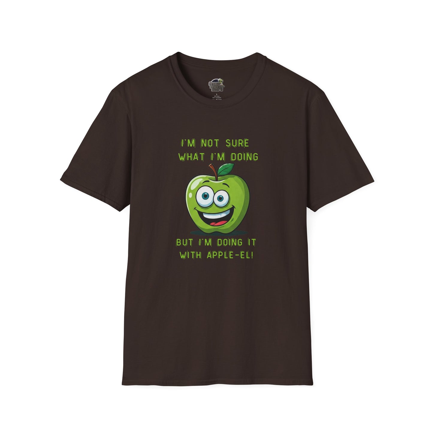 Apple-El t-shirt: Funny Smiling Apple Positive Tee Dark Chocolate