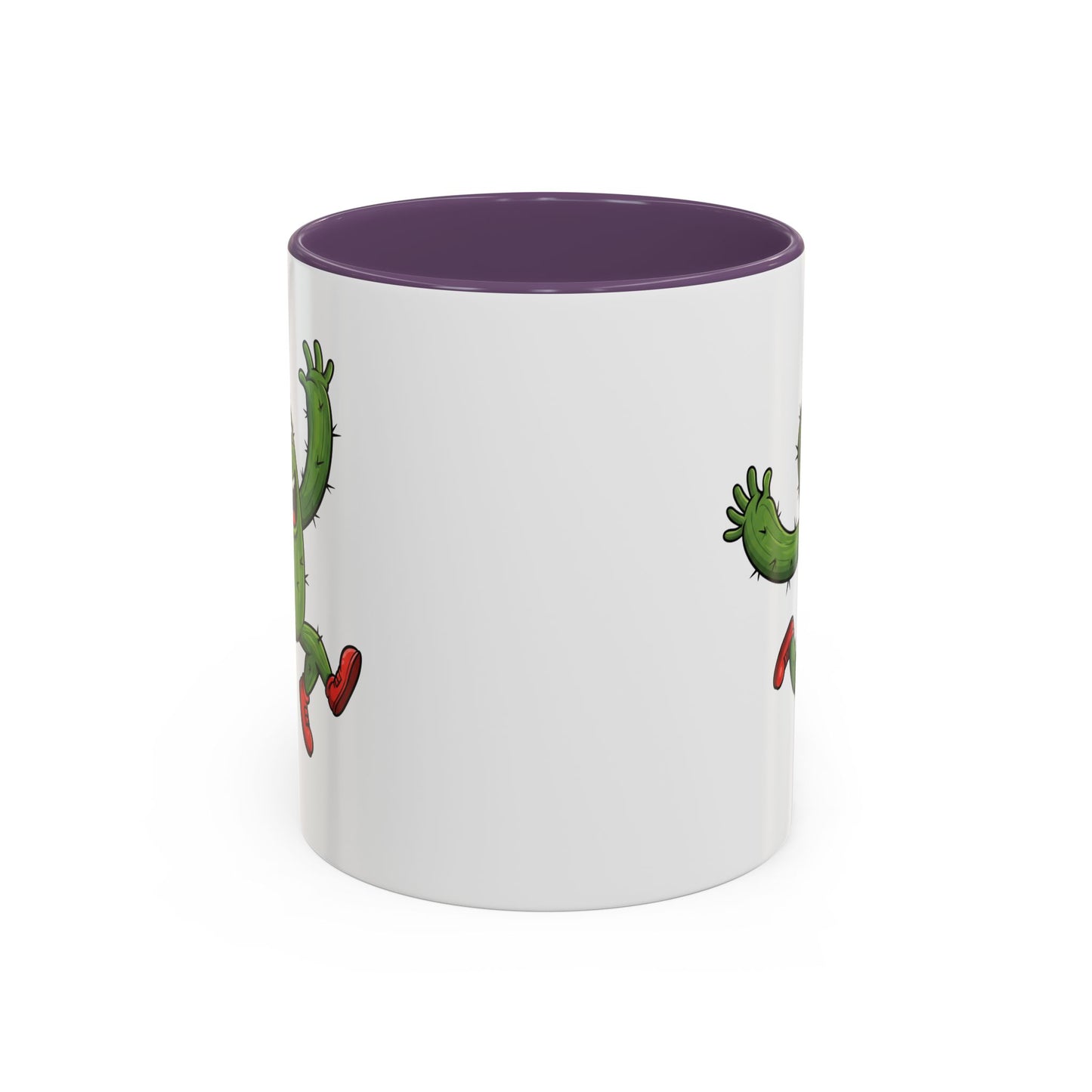 Cactus Mania Running Cactus Mug - Fun & Eco-Friendly Ceramic Coffee Cup 11oz Purple