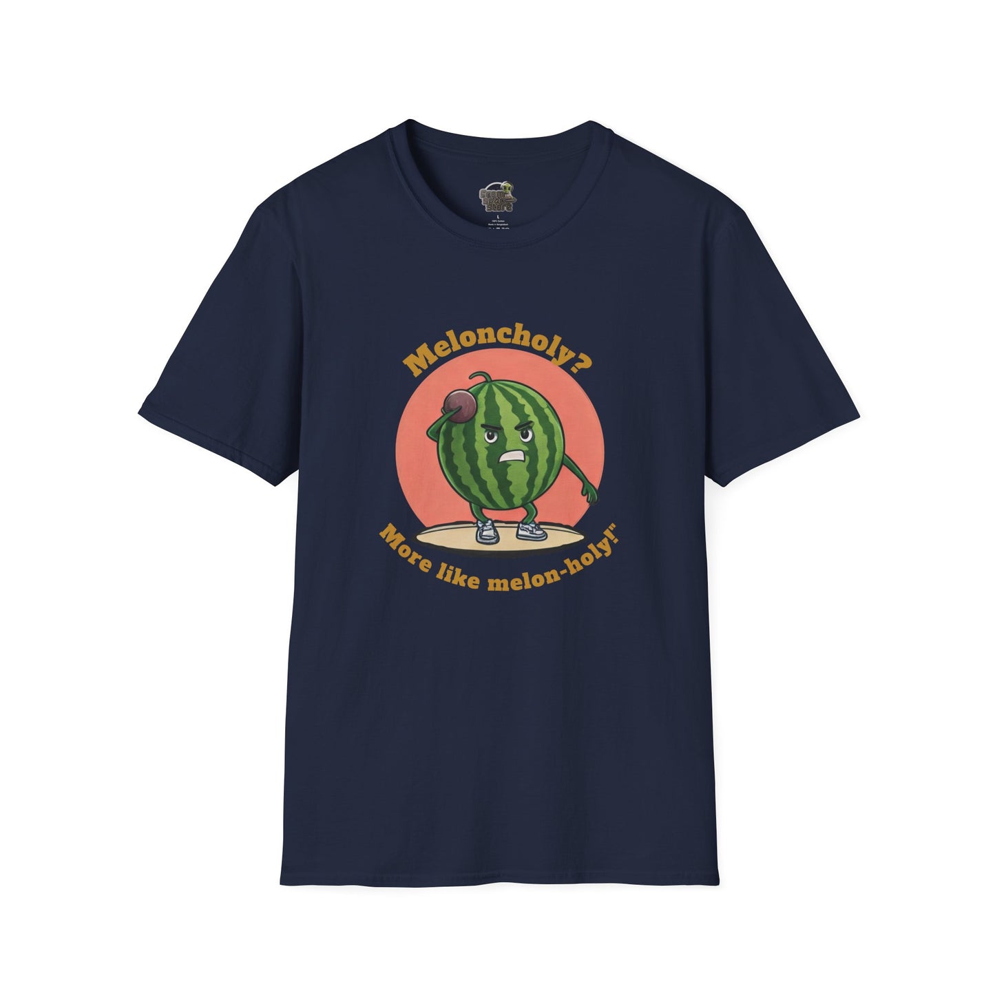 Melon-Holy t-shirt: Funny Watermelon Shot Put Tee Navy