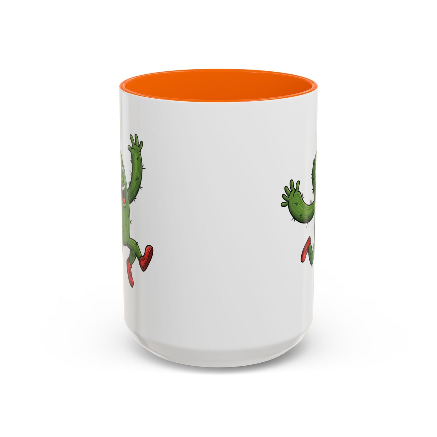 Cactus Mania Running Cactus Mug - Fun & Eco-Friendly Ceramic Coffee Cup 15oz Orange