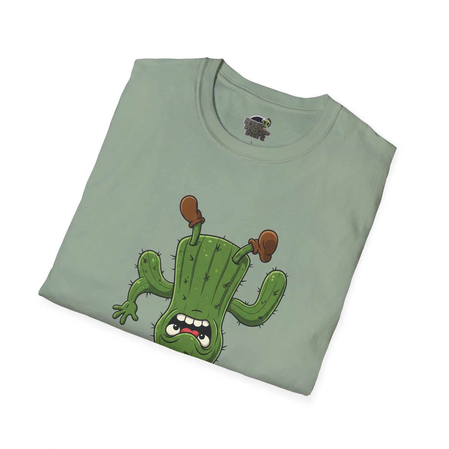 Shocked Cactus T-Shirt: Funky Upside-Down Cactus Tee | Organic Cotton Unisex Graphic Shirt