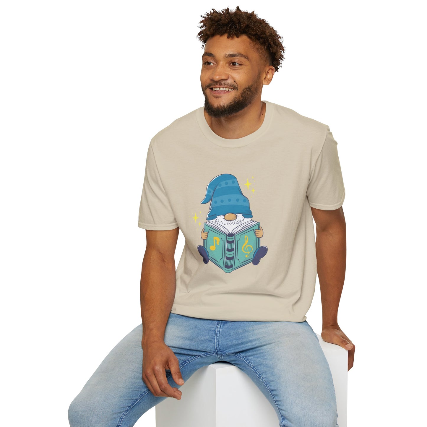 Mystical Book-Reading Gnome Unisex T-Shirt: Stories & Sparkle Sand