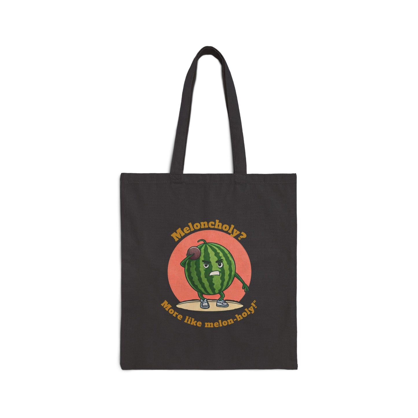 Melon-holy Tote Bag: Funny Weightlifting Watermelon Gym Bag Black 15" x 16"