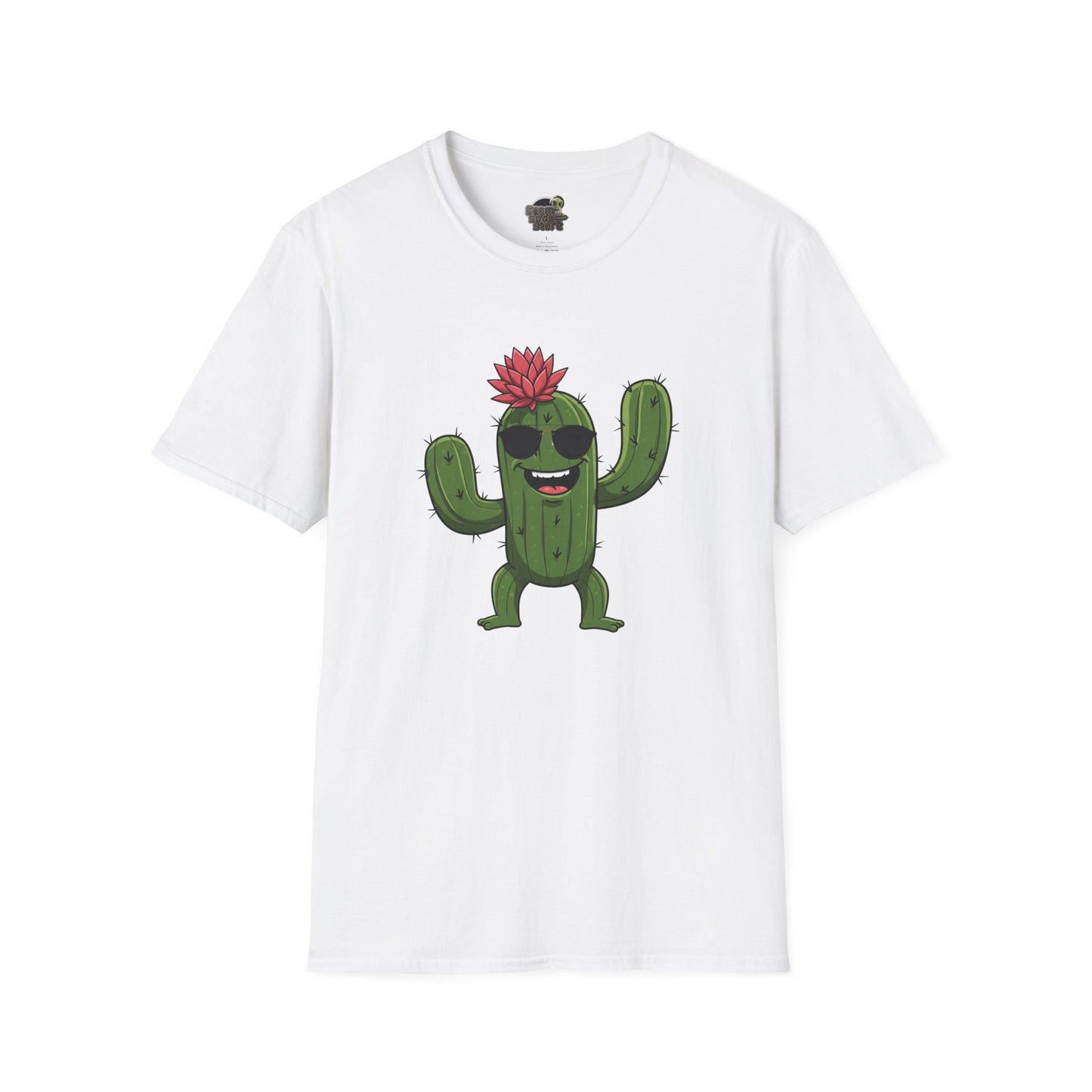 Cactus Mania T-Shirt: Fun Cactus with Sunglasses | Organic Cotton Tee for Nature Lovers White