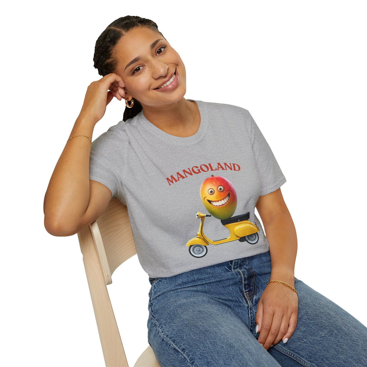 Mangoland t-shirt: Funny Mango Riding Vespa Tee