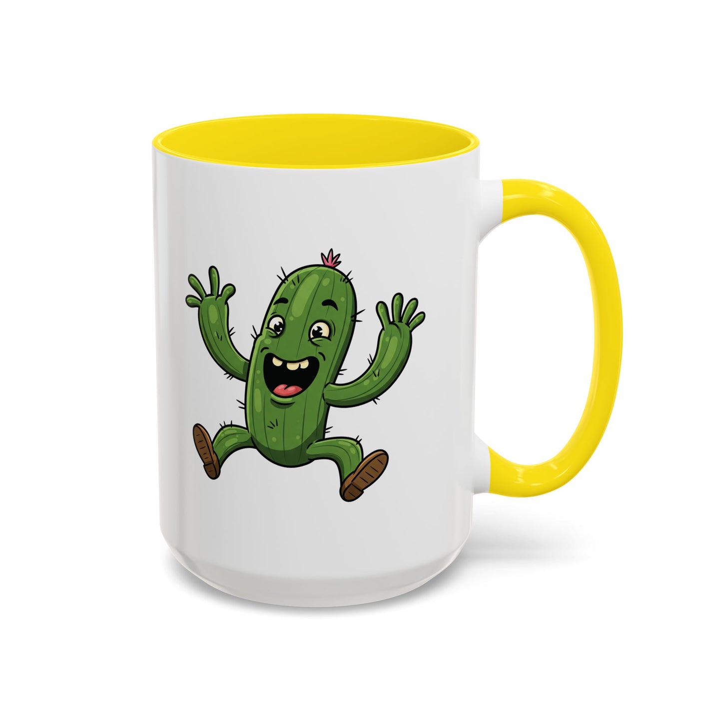 Cactus Mania Happy Jumping Cactus Mug - Cheerful Ceramic Coffee Cup