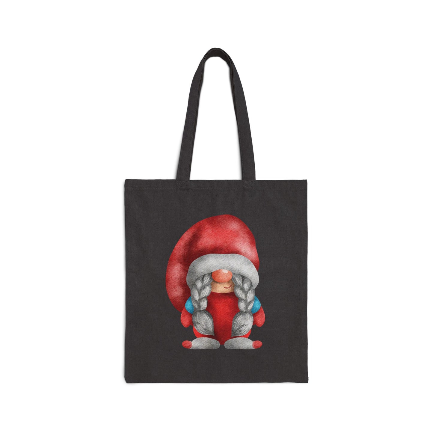 Whimsical Red Braided Gnome Tote Bag: Carry Your Melodies & Magic (Natural & Black Canvas)