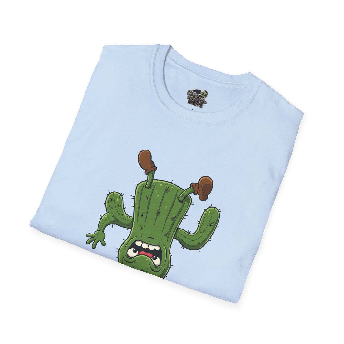 Shocked Cactus T-Shirt: Funky Upside-Down Cactus Tee | Organic Cotton Unisex Graphic Shirt