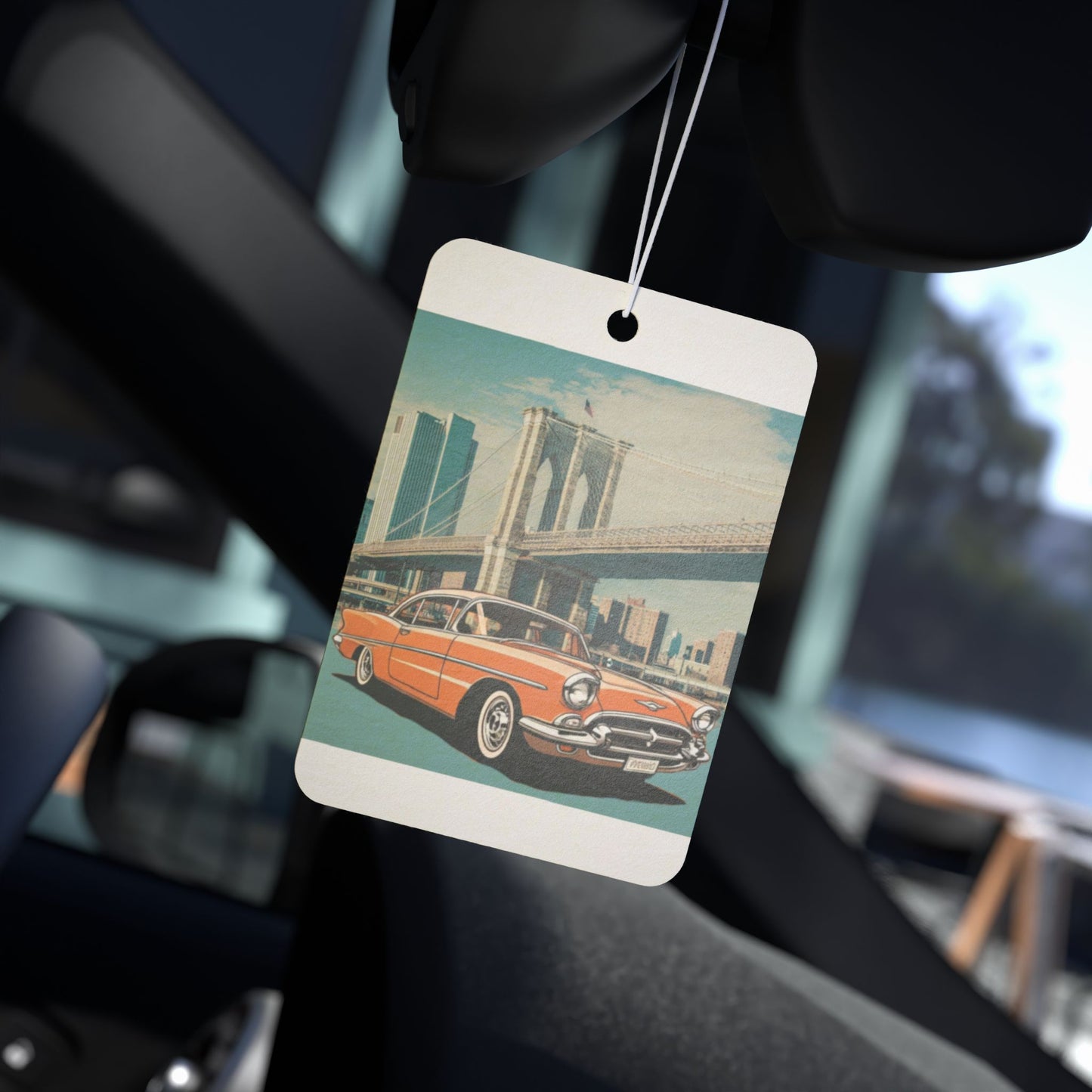 Brooklyn Bridge Car Air Freshener | Orange '50s Classic Auto