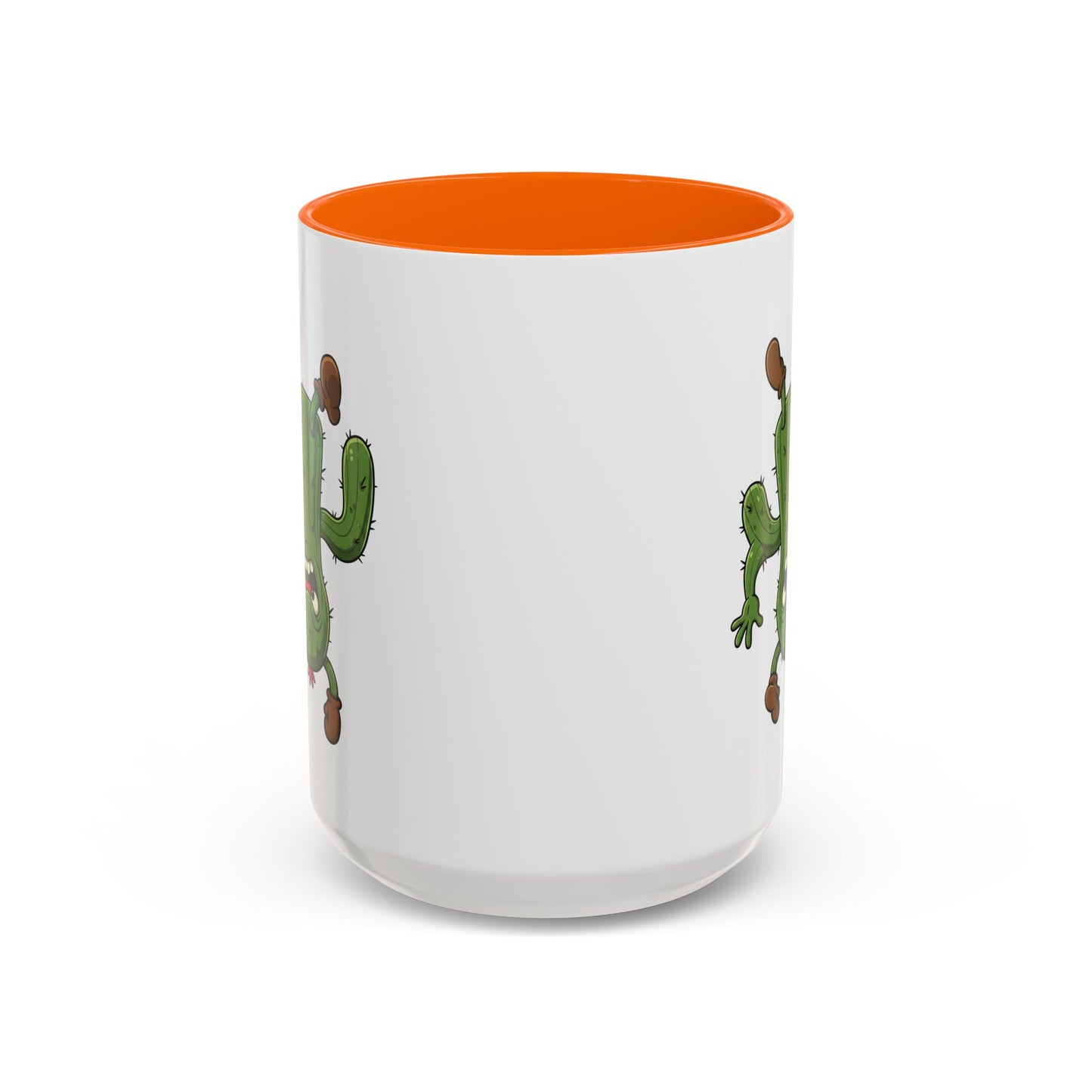 Cactus Mania Shocked Cactus Mug - Upside Down Fun Ceramic Cup 15oz Orange