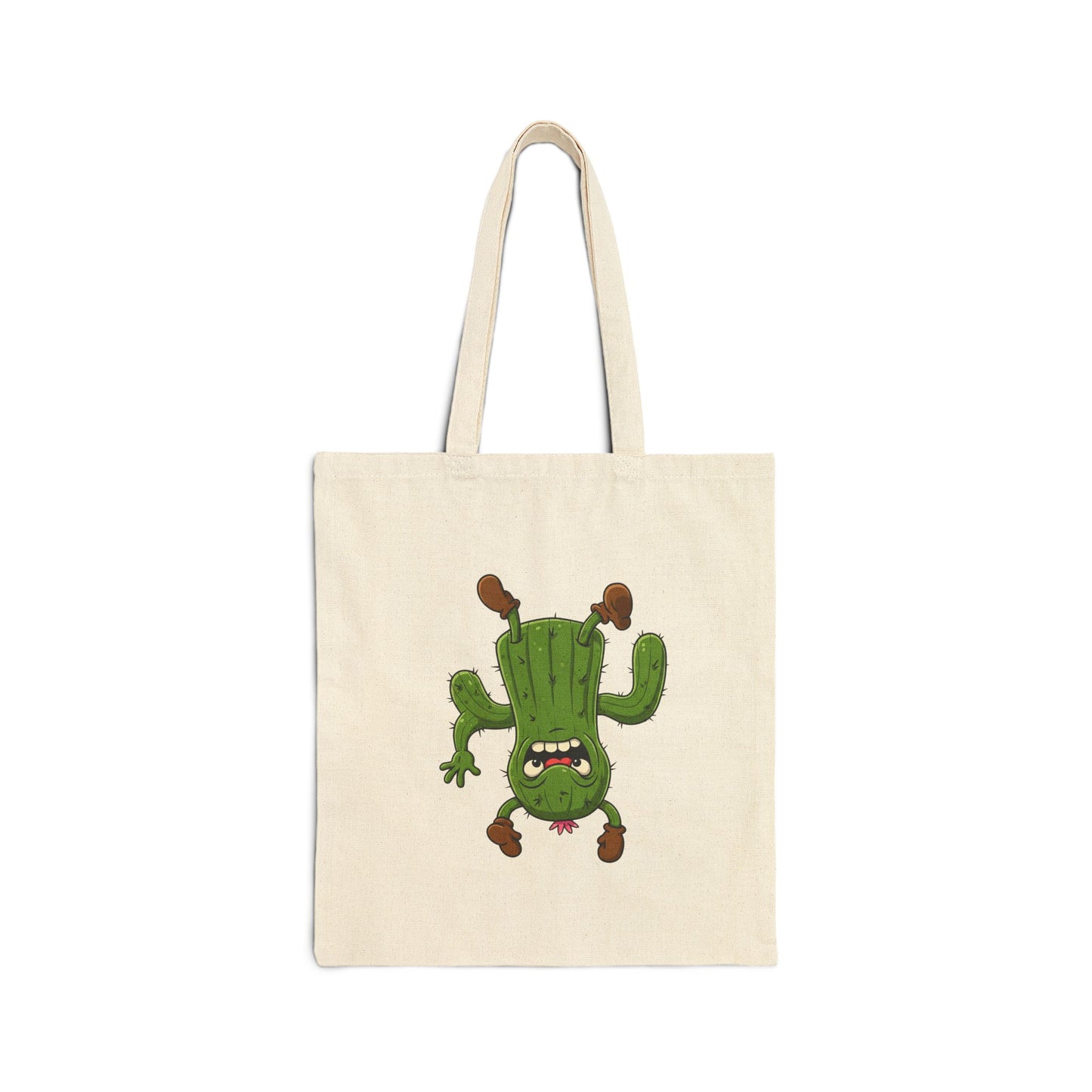 Shocked Cactus Tote Bag - Unique, Fun & Eco-Friendly Style! Natural 15" x 16"