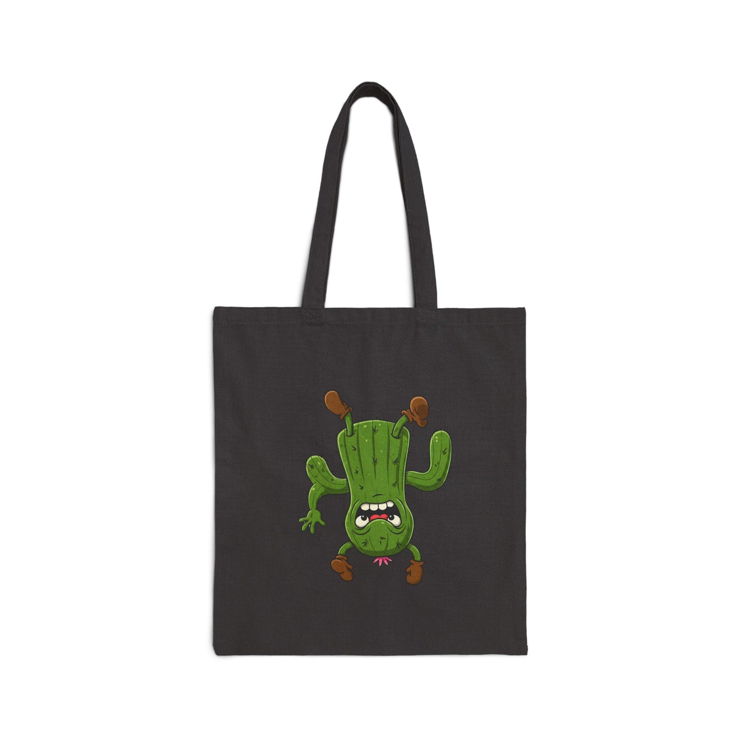 Shocked Cactus Tote Bag - Unique, Fun & Eco-Friendly Style! Black 15" x 16"