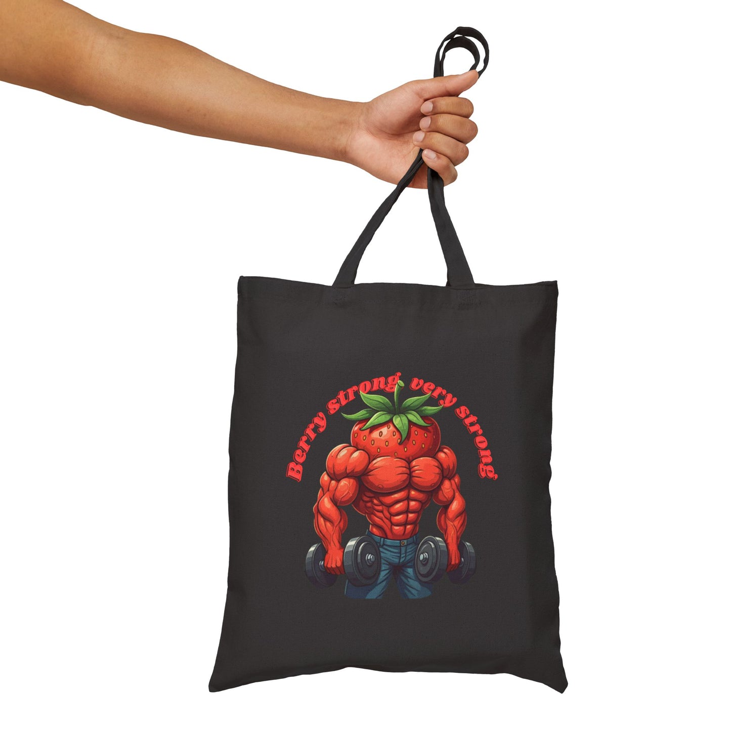 Berry Strong Tote Bag: Funny Strawberry Gym & Shopping Bag