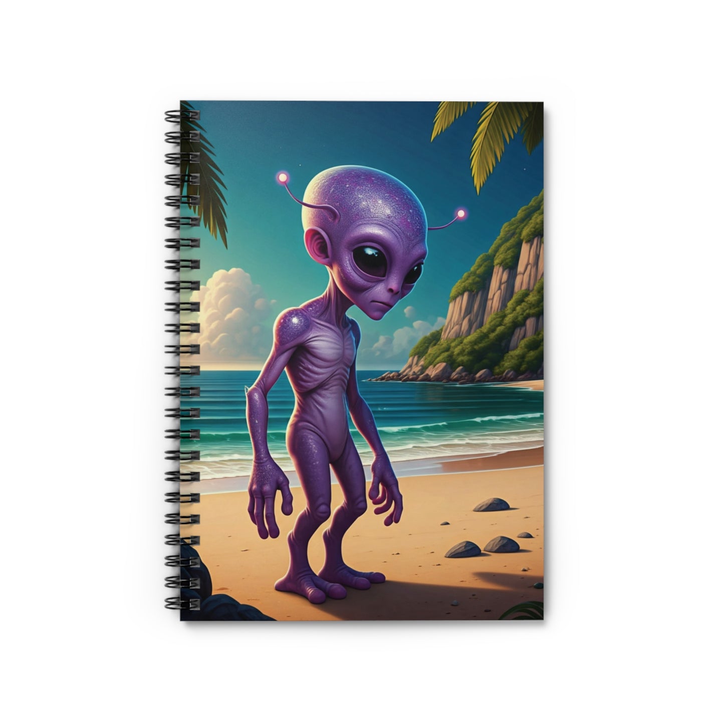 Alien at the Beach Spiral Notebook - An Extraterrestrial Journal for Your Earthly Adventures