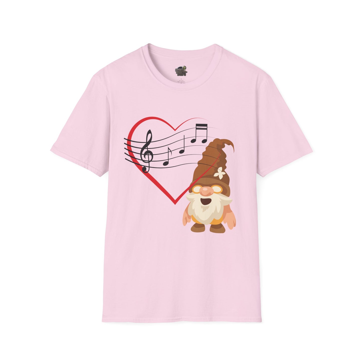 Heart of Music Gnome Unisex T-Shirt: Melodies & Magic Light Pink