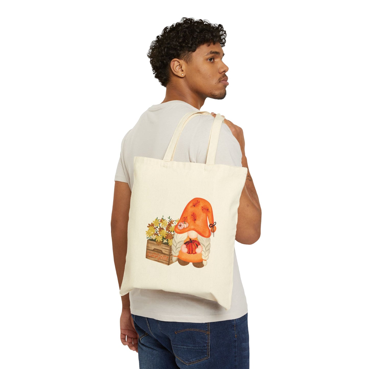 Enchanting Autumn Gnome Tote Bag: Carry Your Fall Magic & Melodies (Natural & Black Canvas)