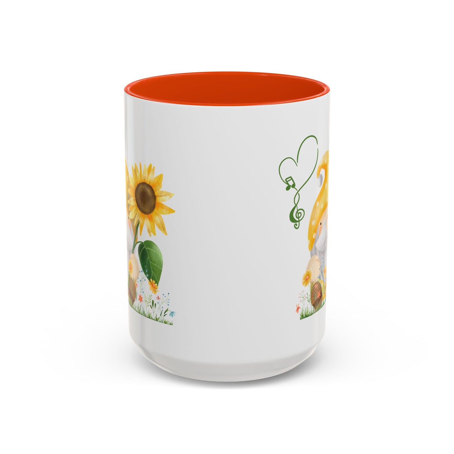 Mystical Gnome & Sunny Sunflower Mug - Your Garden's Secret Charm | Ceramic Coffee & Tea Cup (11oz/15oz) 15oz Orange