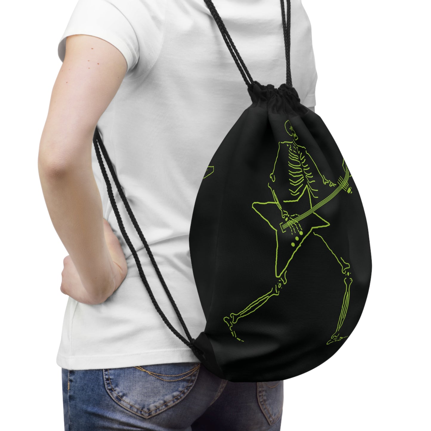 Fluo Skeleton Guitarist Drawstring Bag - Rock & Originality