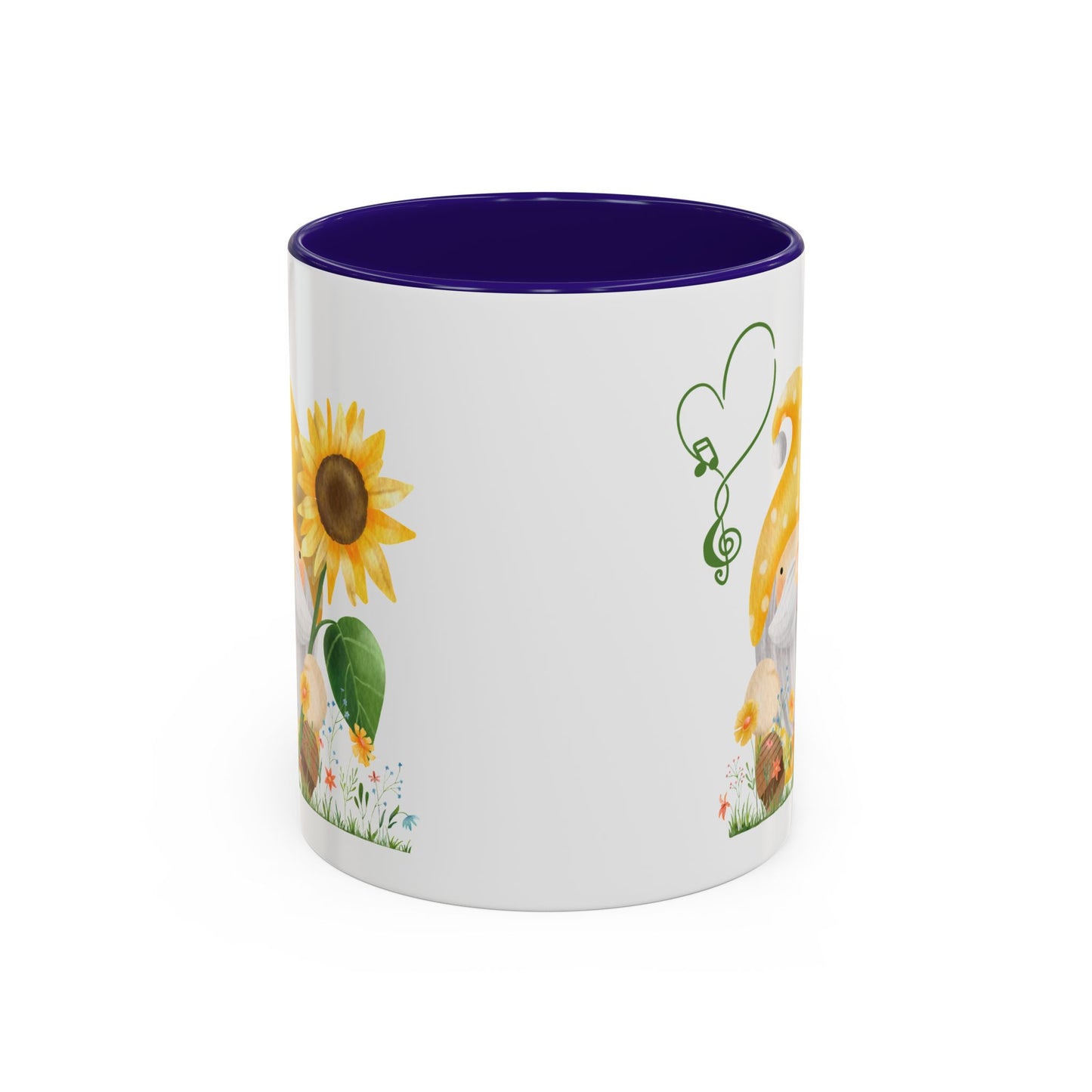 Mystical Gnome & Sunny Sunflower Mug - Your Garden's Secret Charm | Ceramic Coffee & Tea Cup (11oz/15oz) 11oz Blue