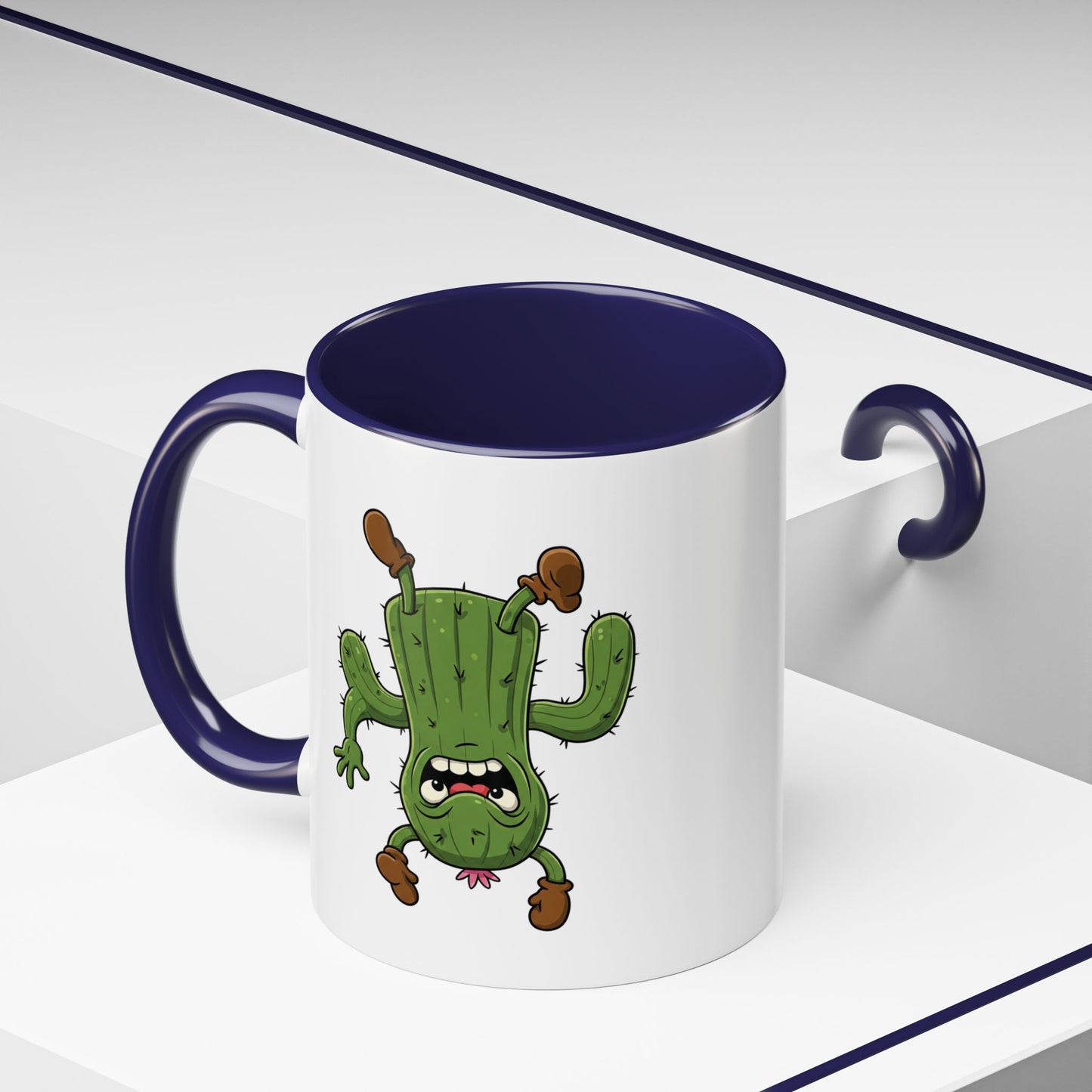 Cactus Mania Shocked Cactus Mug - Upside Down Fun Ceramic Cup