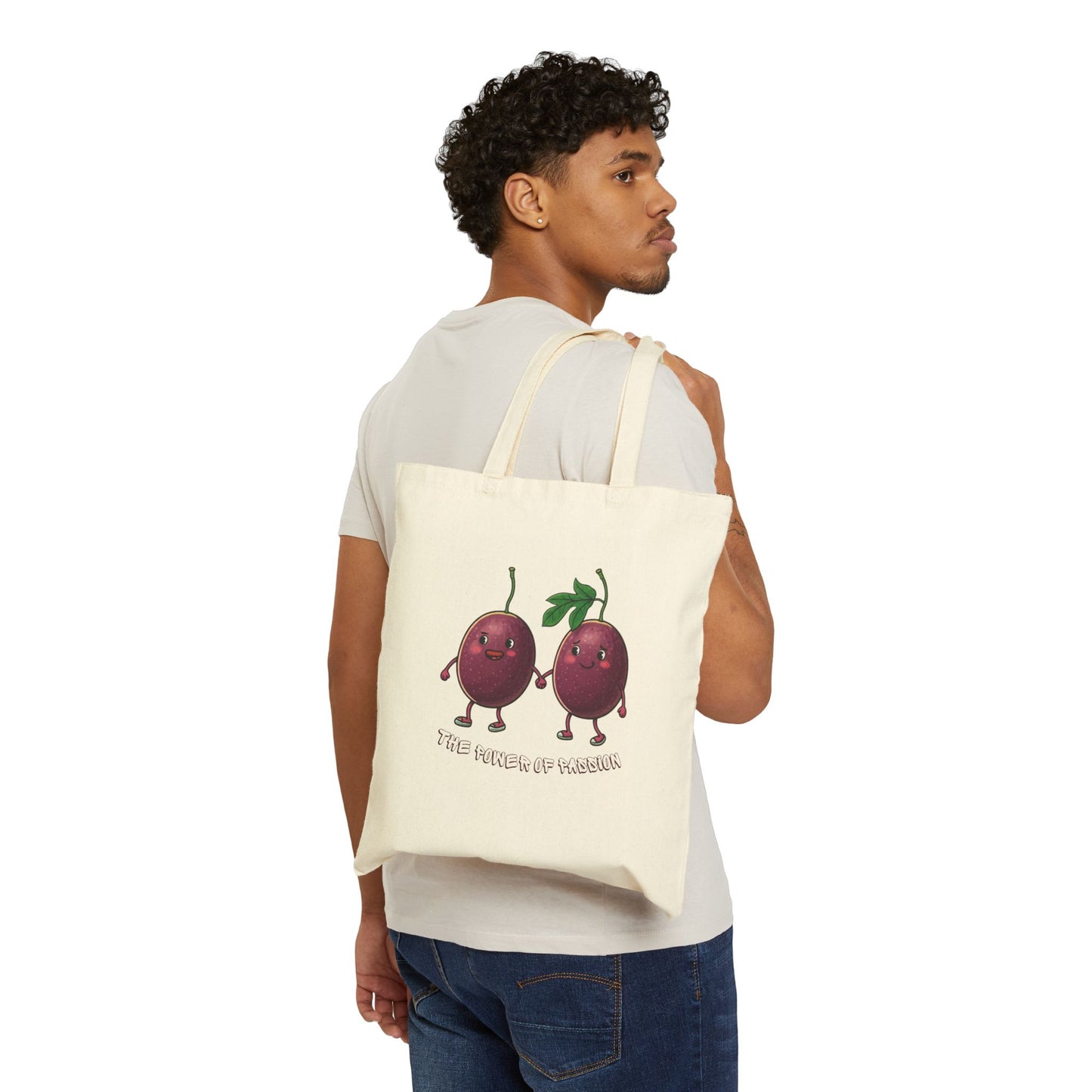 Power of Passion Tote Bag: Funny Holding Hands Fruit Bag