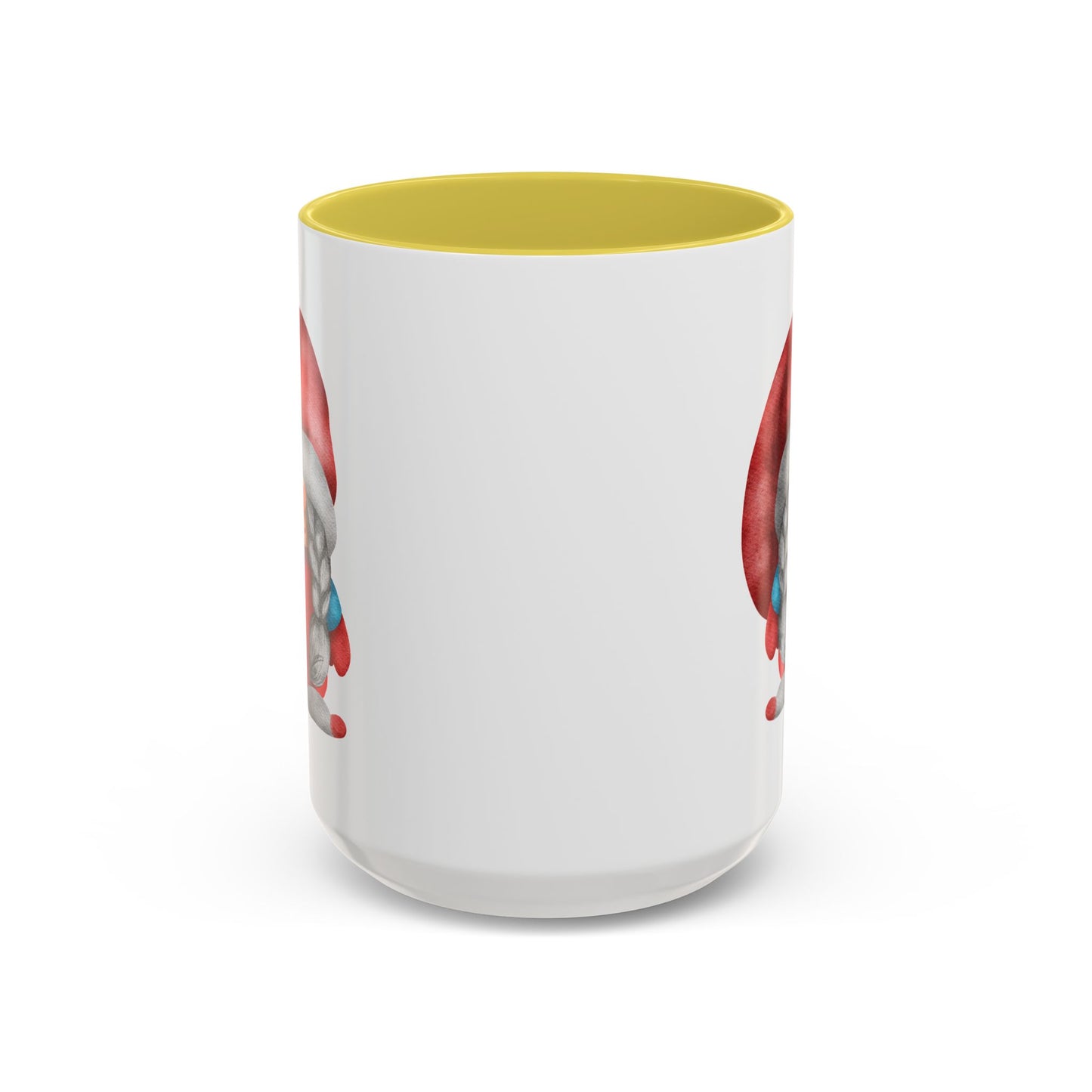 Cheerful Red Gnome with Braids Mug - Sip Your Sweet Melody | Ceramic Coffee & Tea Cup (11oz/15oz) 15oz Yellow
