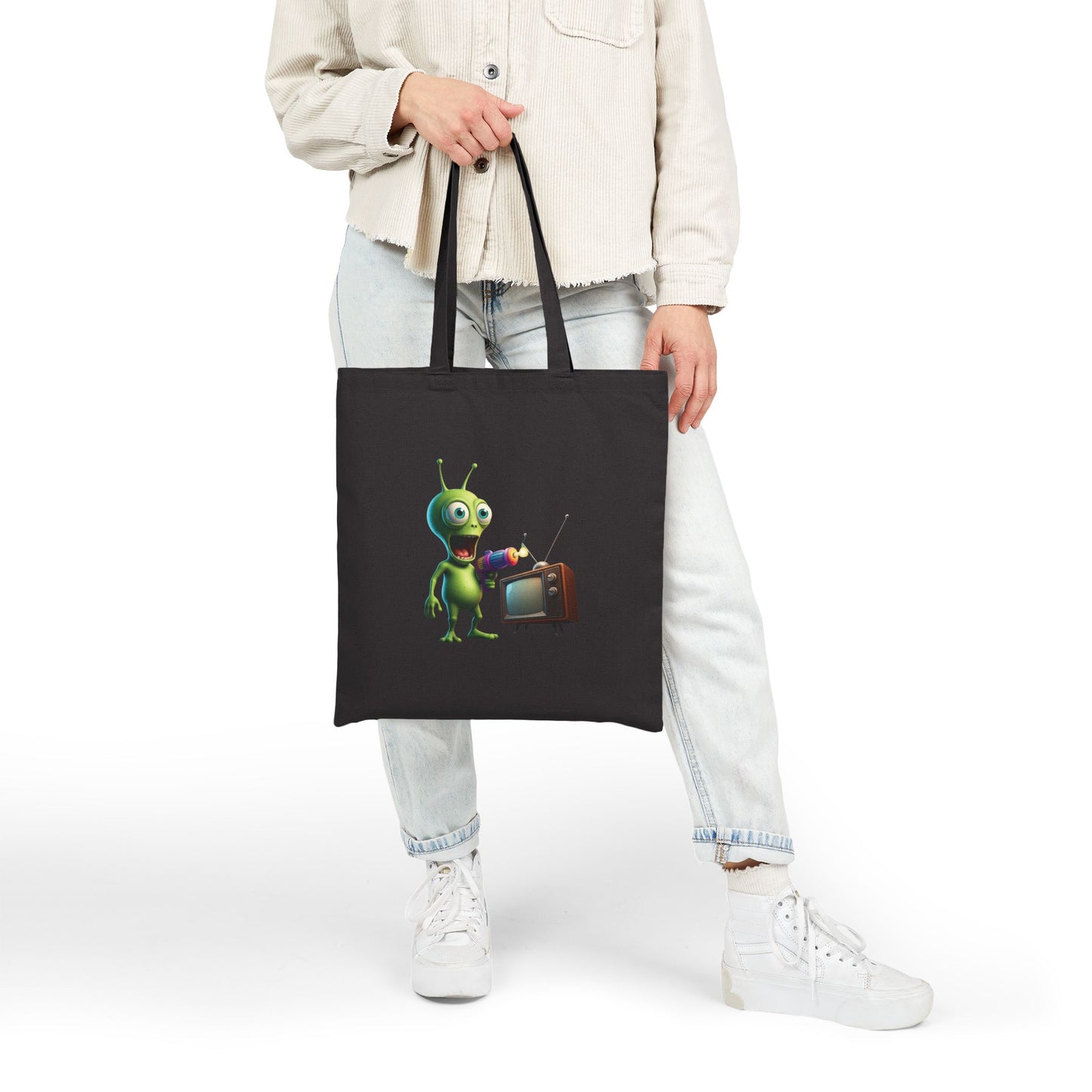 Beam Me Up! Alien Graphic Tote Bag - Eco-Friendly & Unique