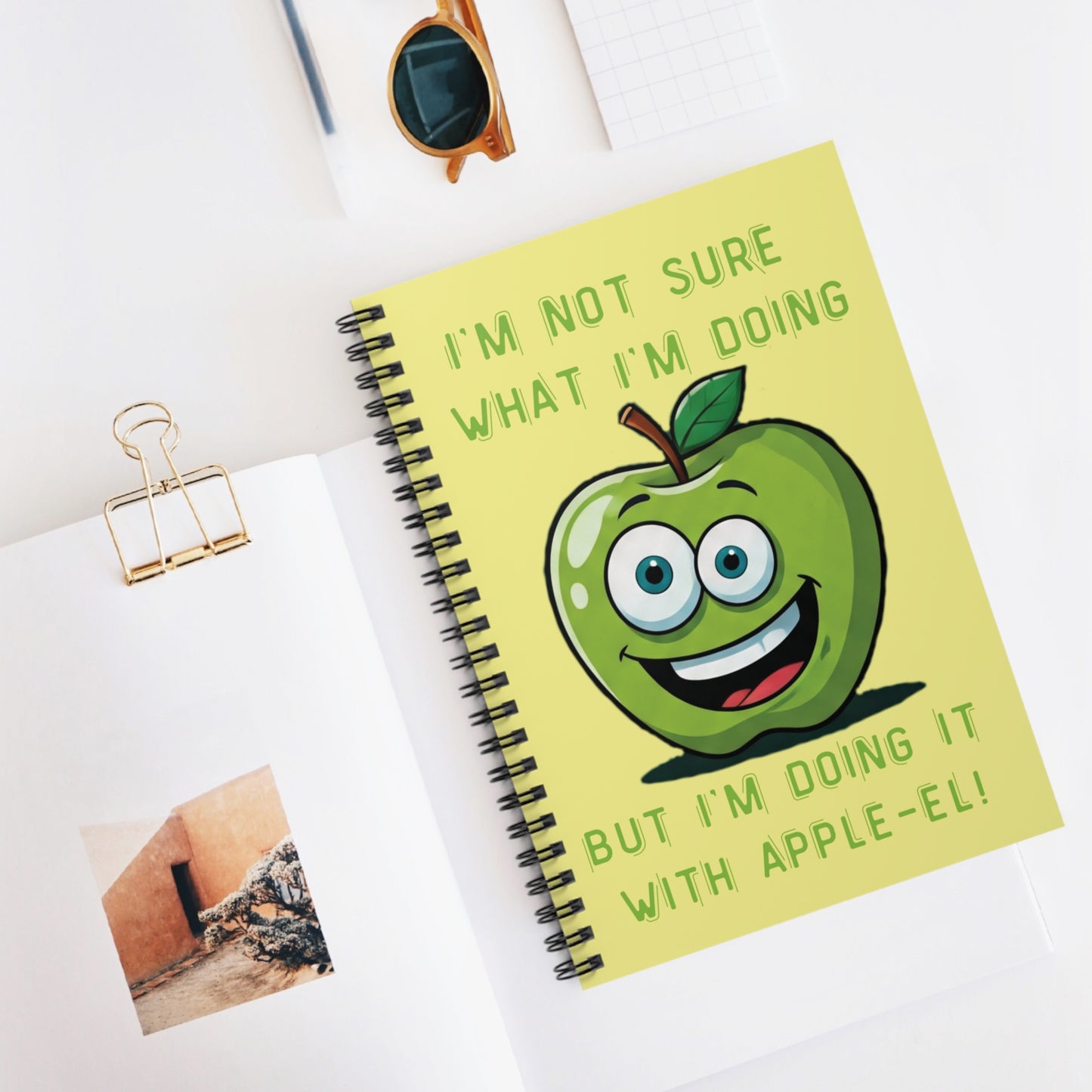 Green Apple Spiral Notebook: "With Apple-el!" - Funny Journal