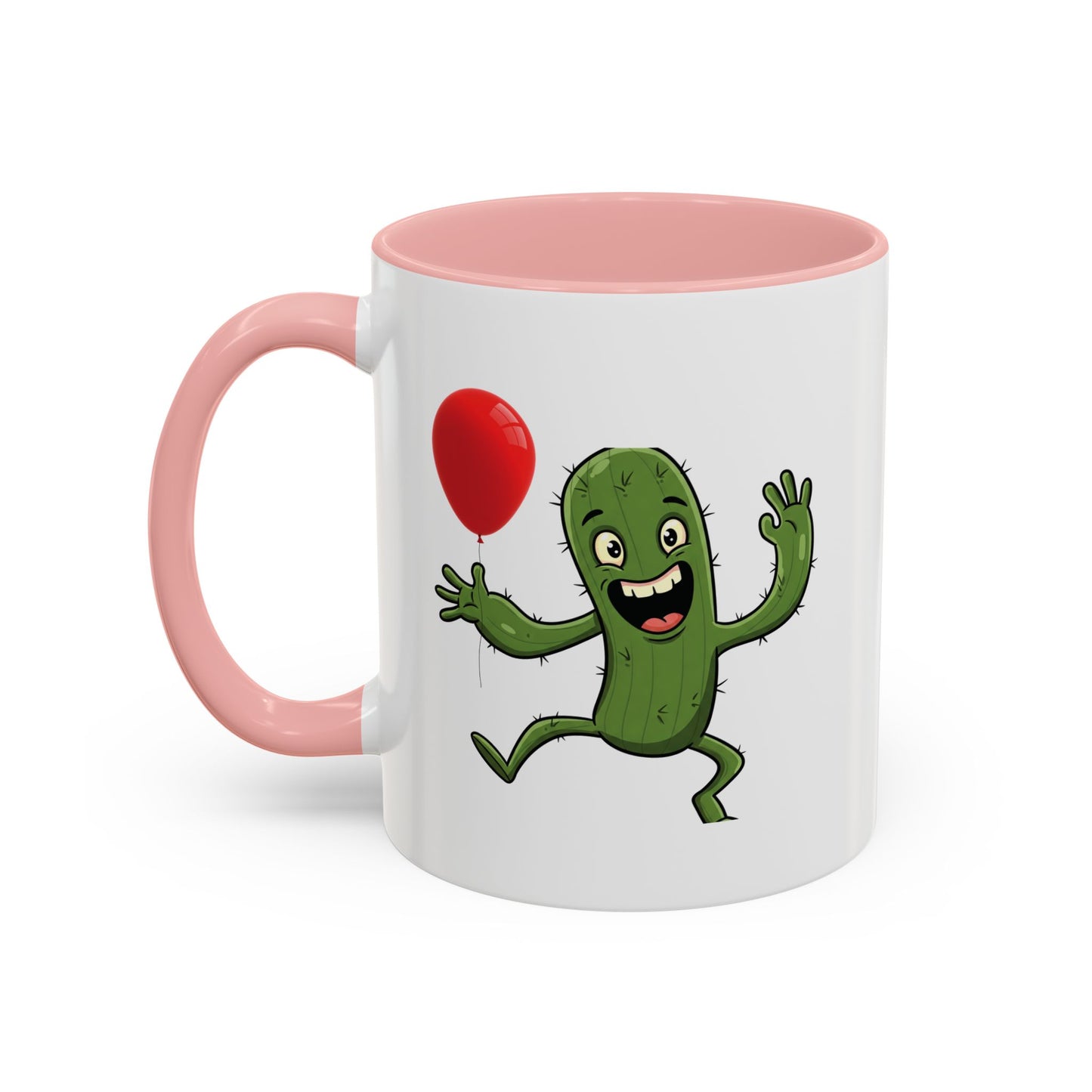 Cactus Mania Happy Cactus with Balloon Mug - Fun Ceramic Coffee Cup for All 11oz Pink