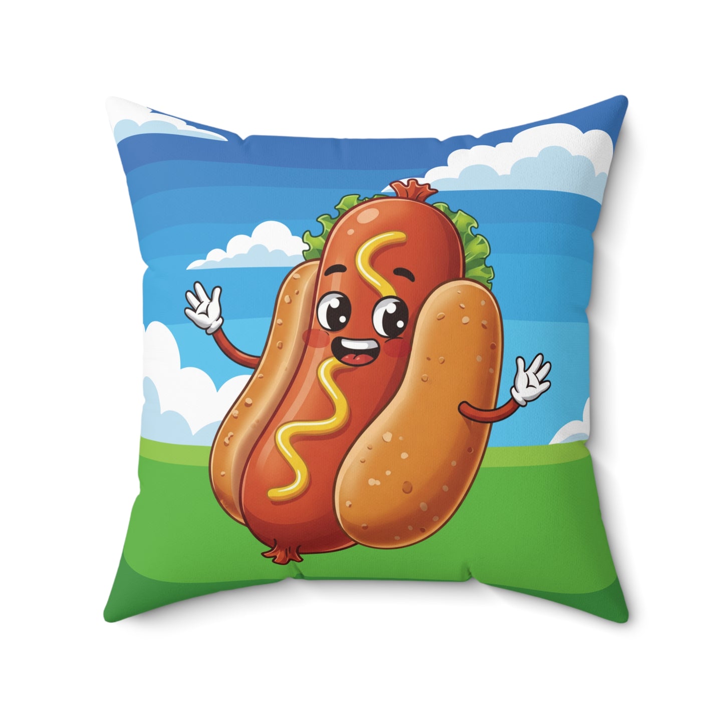 The Mustard Maestro – Classic Hotdog Throw Pillow