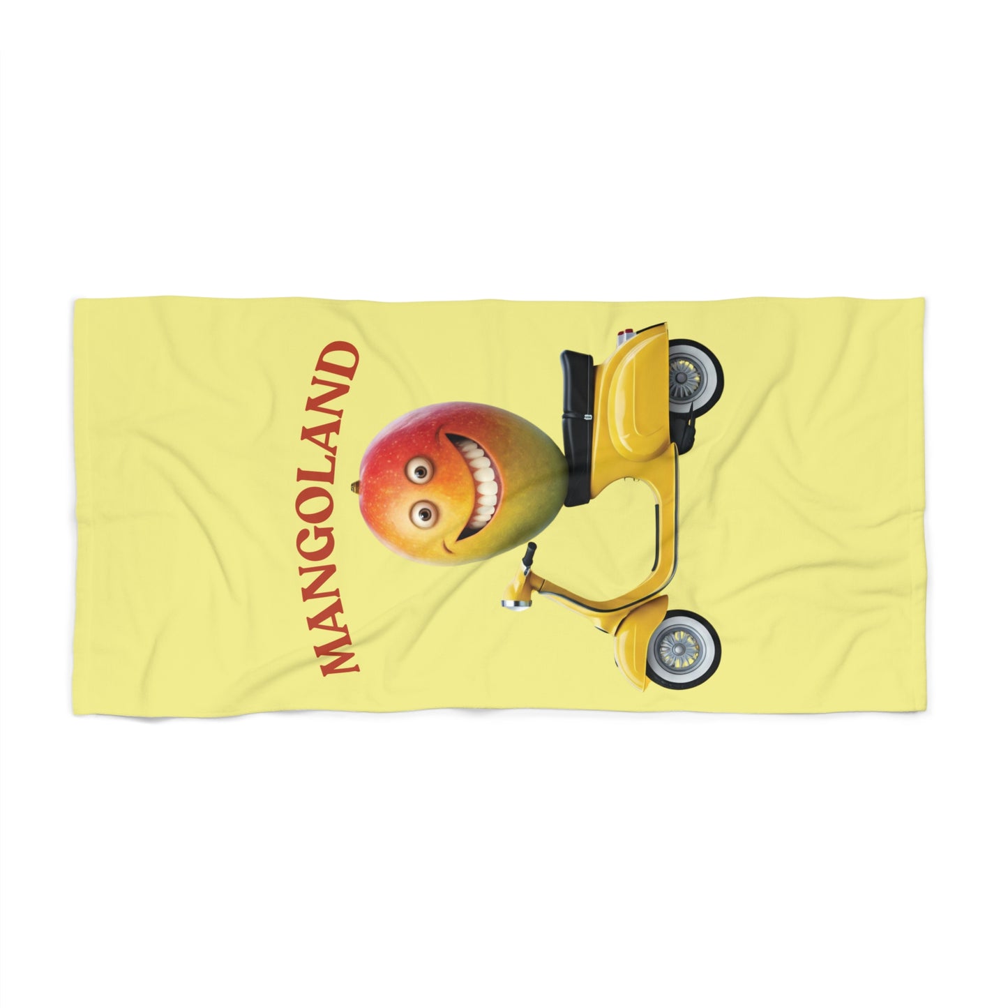 Mango on Vespa Beach Towel: Ride into Fun with "Mangoland" – Your Perfect Summer Escape!