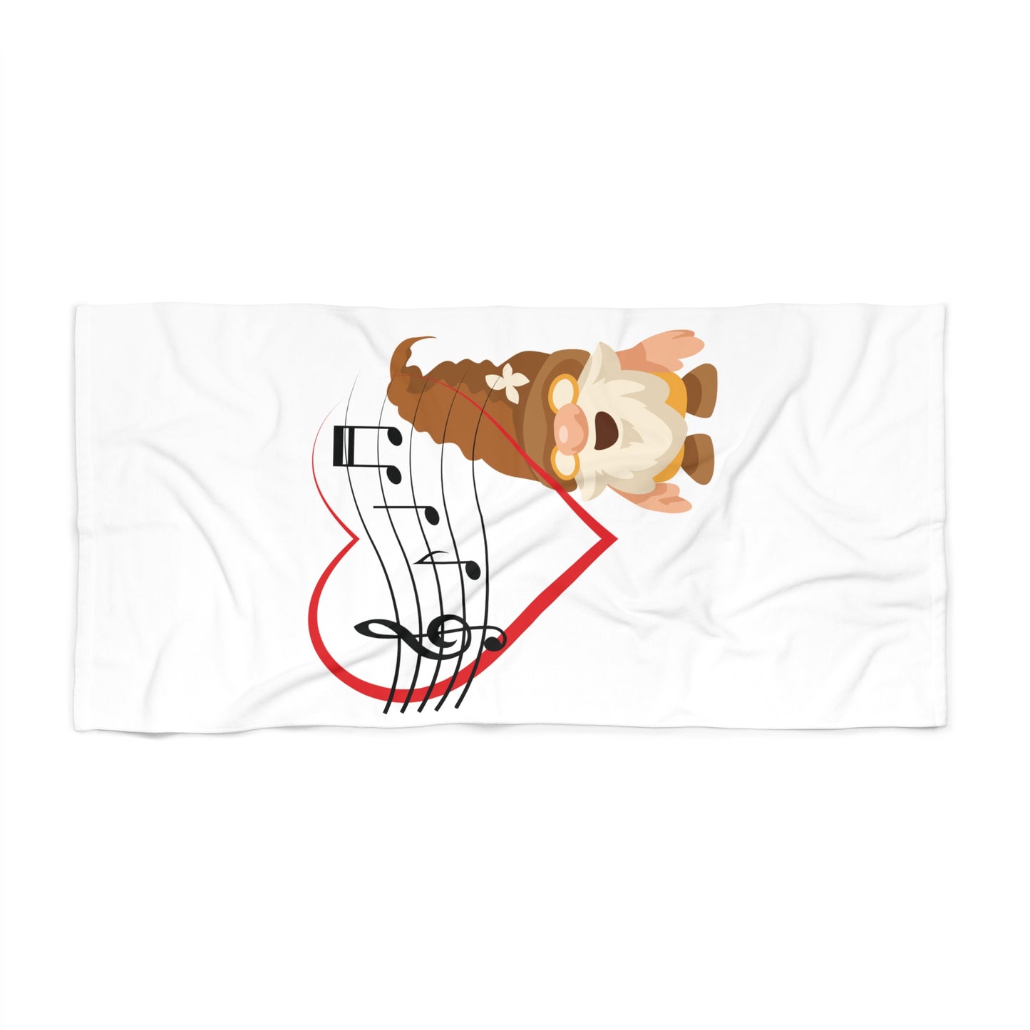 Feel the Beat: Heart Gnome Music Beach Towel! 30" × 60"
