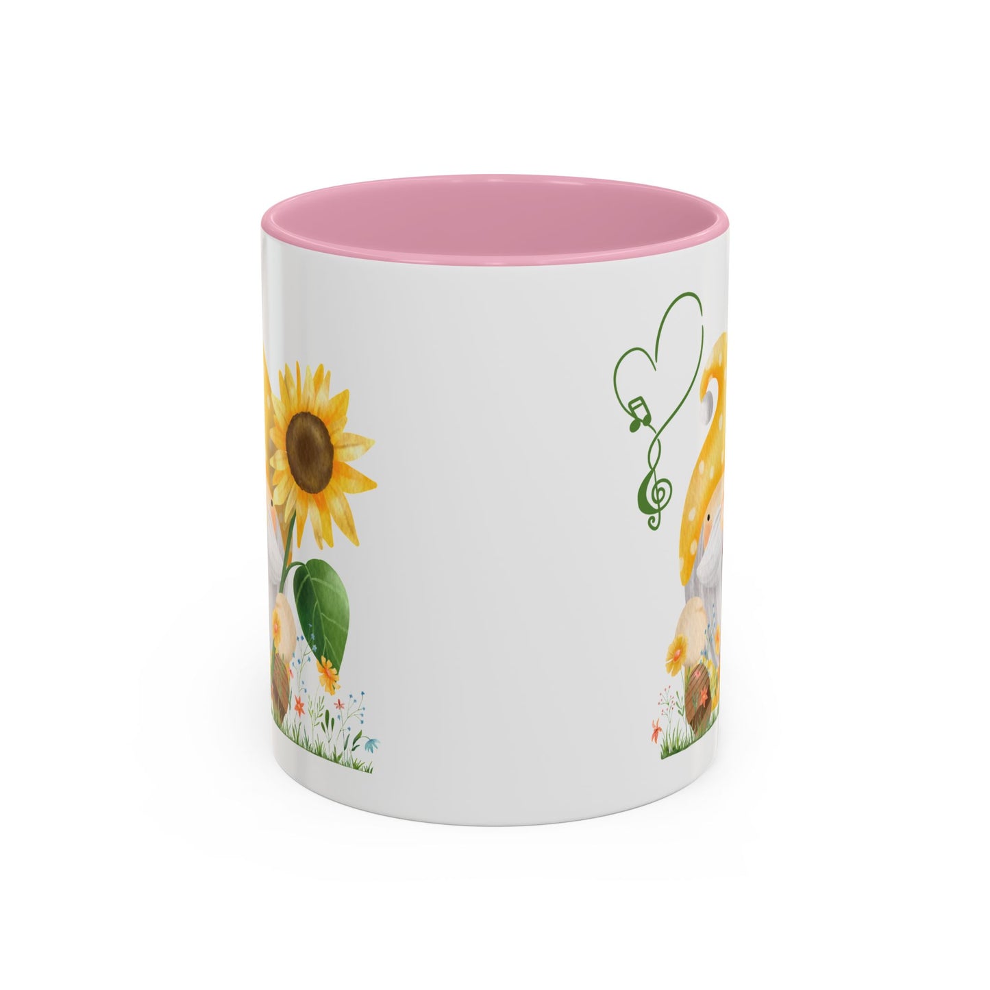 Mystical Gnome & Sunny Sunflower Mug - Your Garden's Secret Charm | Ceramic Coffee & Tea Cup (11oz/15oz) 11oz Pink