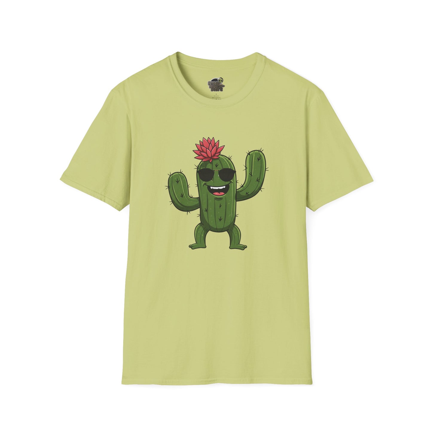 Cactus Mania T-Shirt: Fun Cactus with Sunglasses | Organic Cotton Tee for Nature Lovers Pistachio