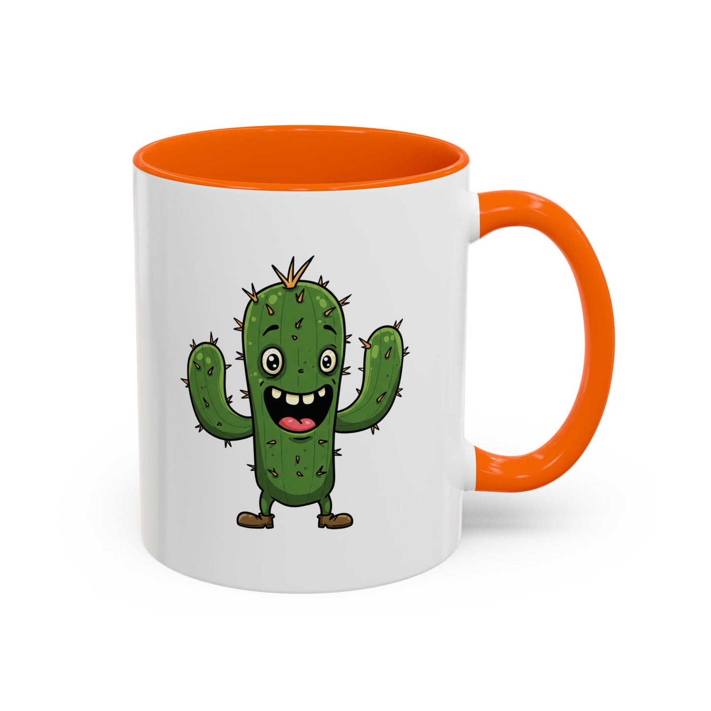 Cactus Mania Joyful Cactus Mug - Happy Ceramic Coffee Cup for Plant Lovers 11oz Orange