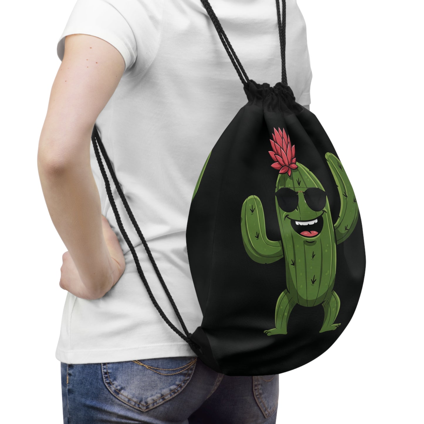 Drawstring Bag "Cactus with Sunglasses" - Fun & Eco-Friendly - Cactus Mania Collection