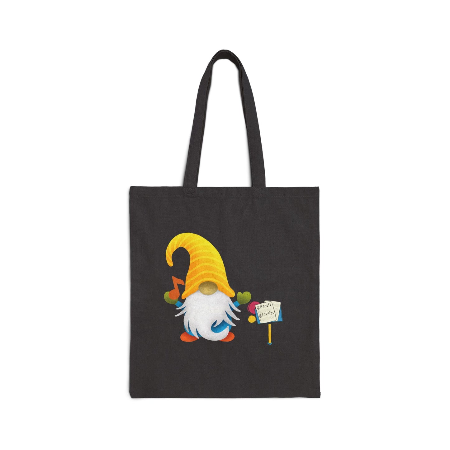 Melodious Gnome Music Stand Tote Bag: Carry Your Harmony & Whimsy (Natural & Black Canvas)