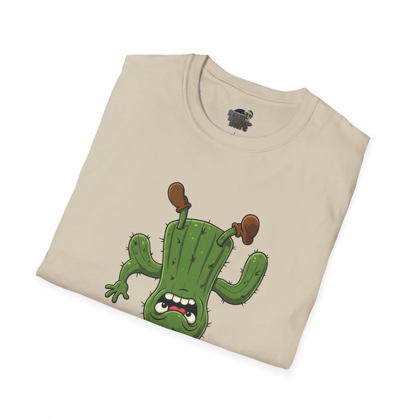 Shocked Cactus T-Shirt: Funky Upside-Down Cactus Tee | Organic Cotton Unisex Graphic Shirt